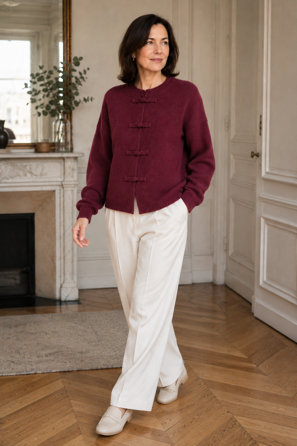 Gilet Azélie à attaches – rouge bordeaux – Beautiful Shop