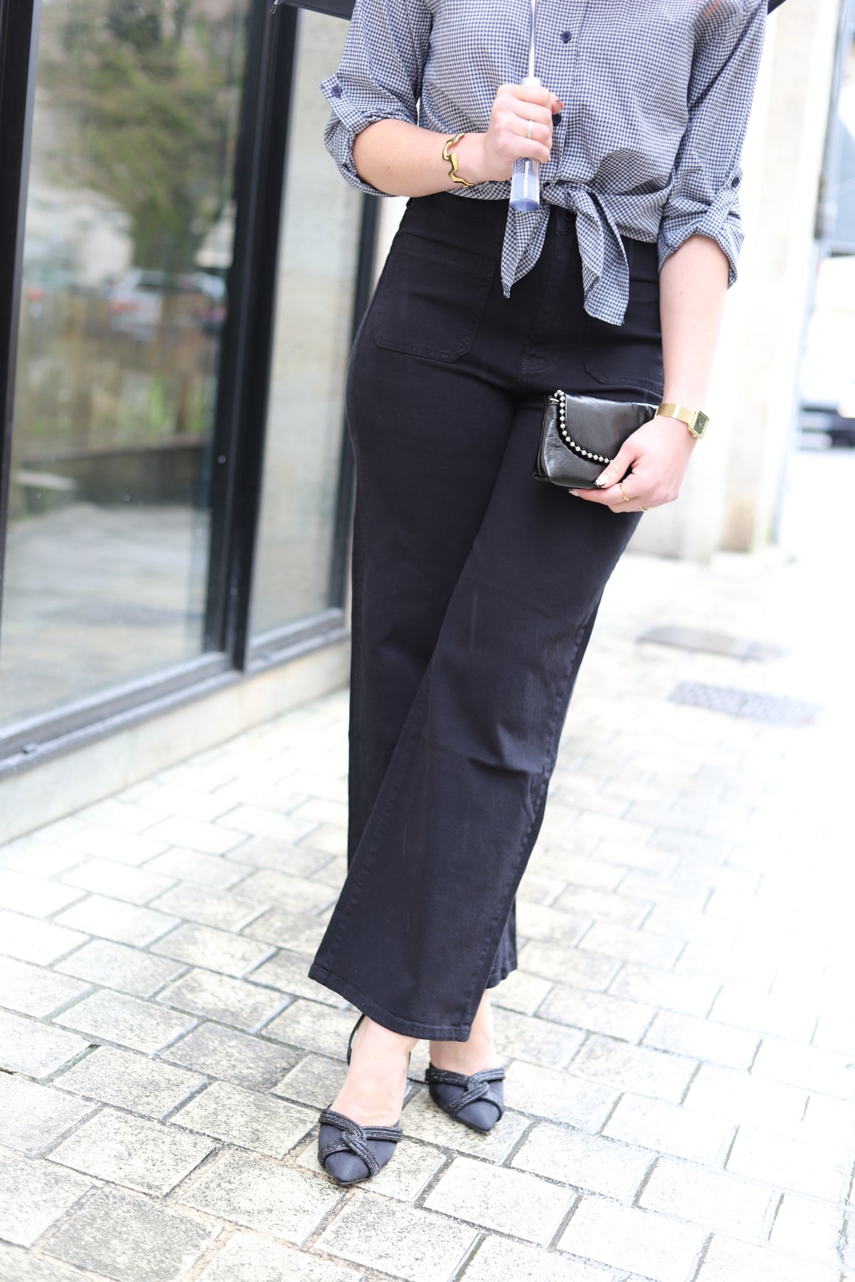 Jean Naeva noir à taille haute et coupe large – Beautiful Shop