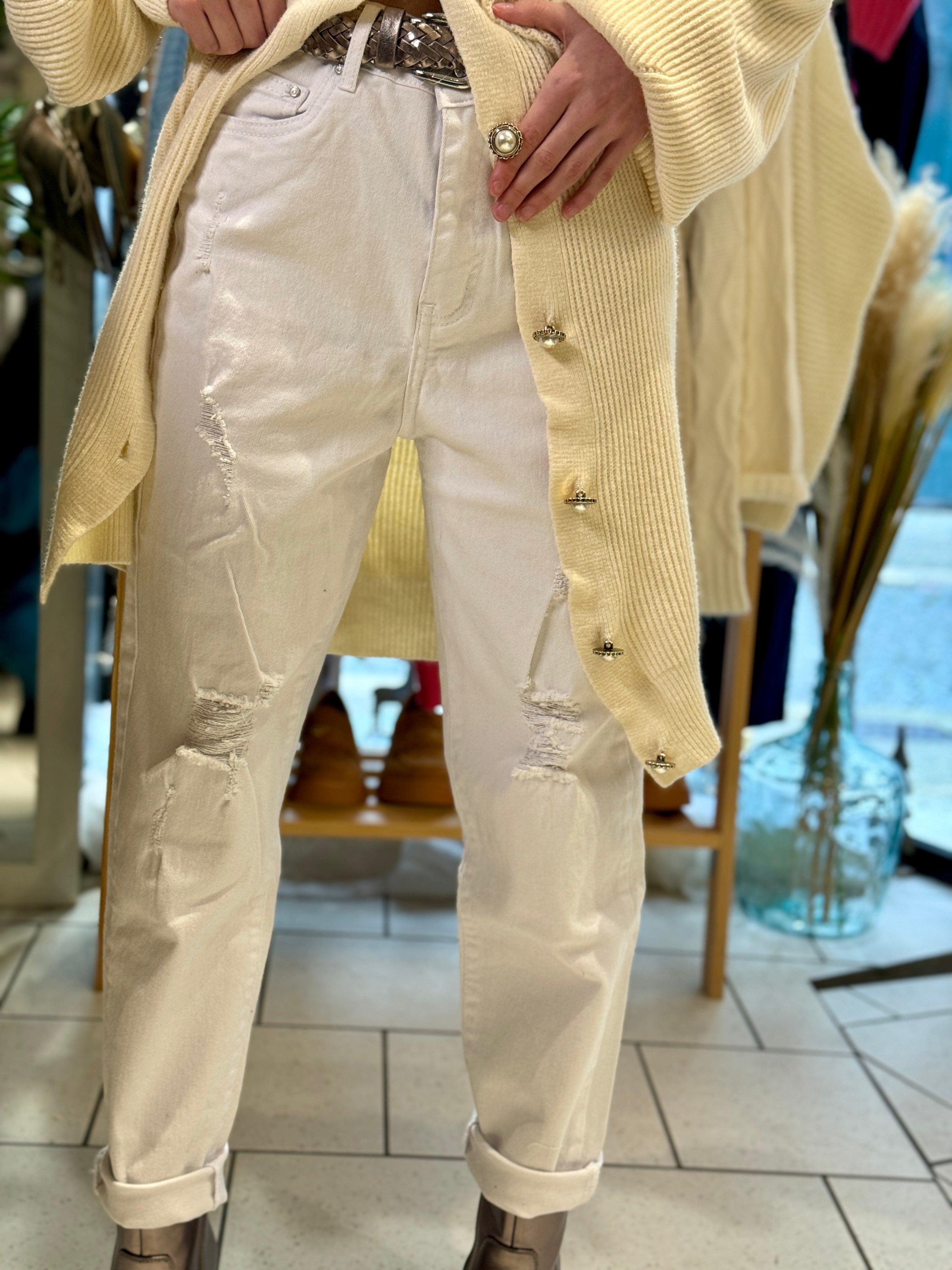Jeans blanc destroy - beautifulshop