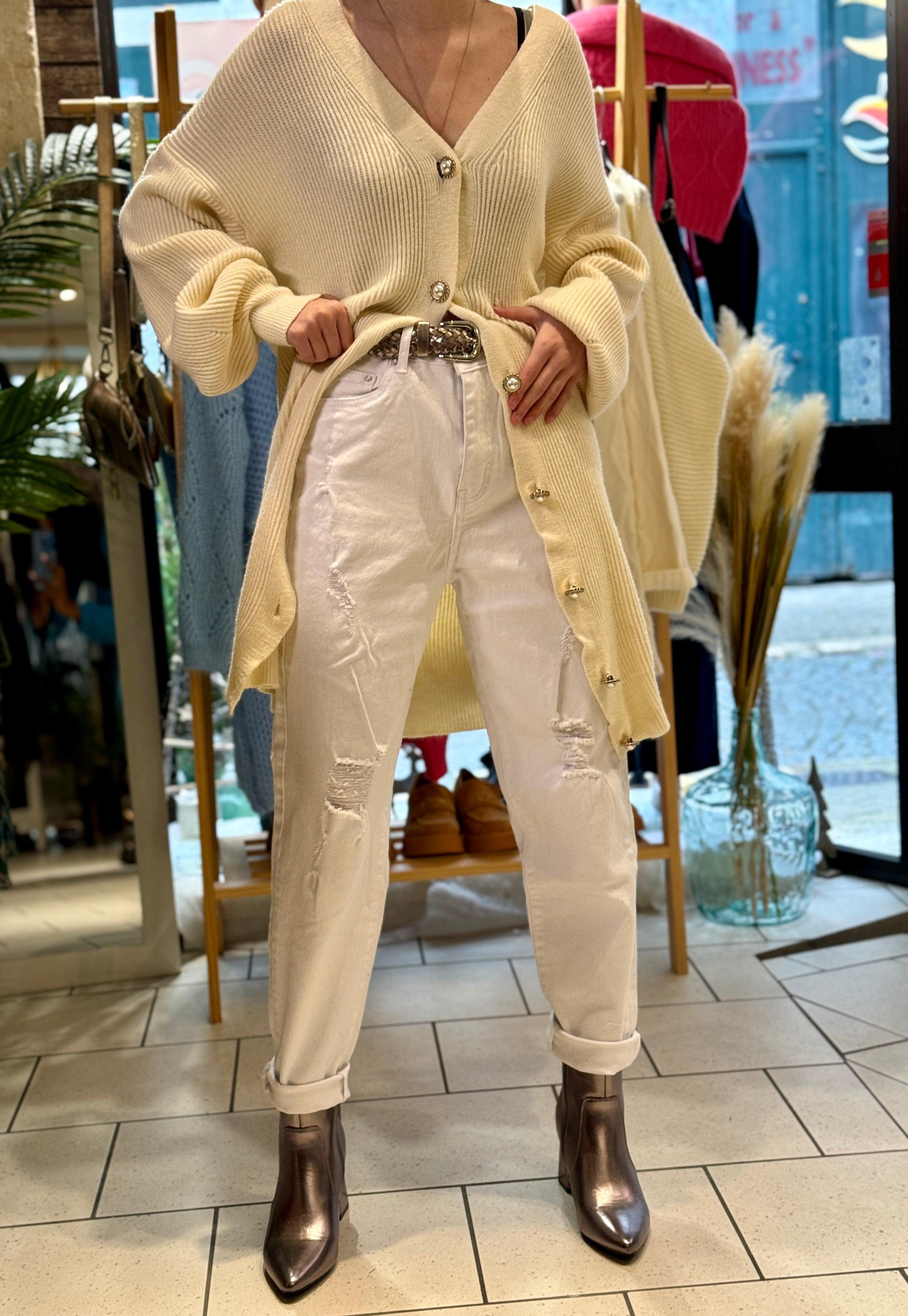 Jeans blanc destroy - beautifulshop