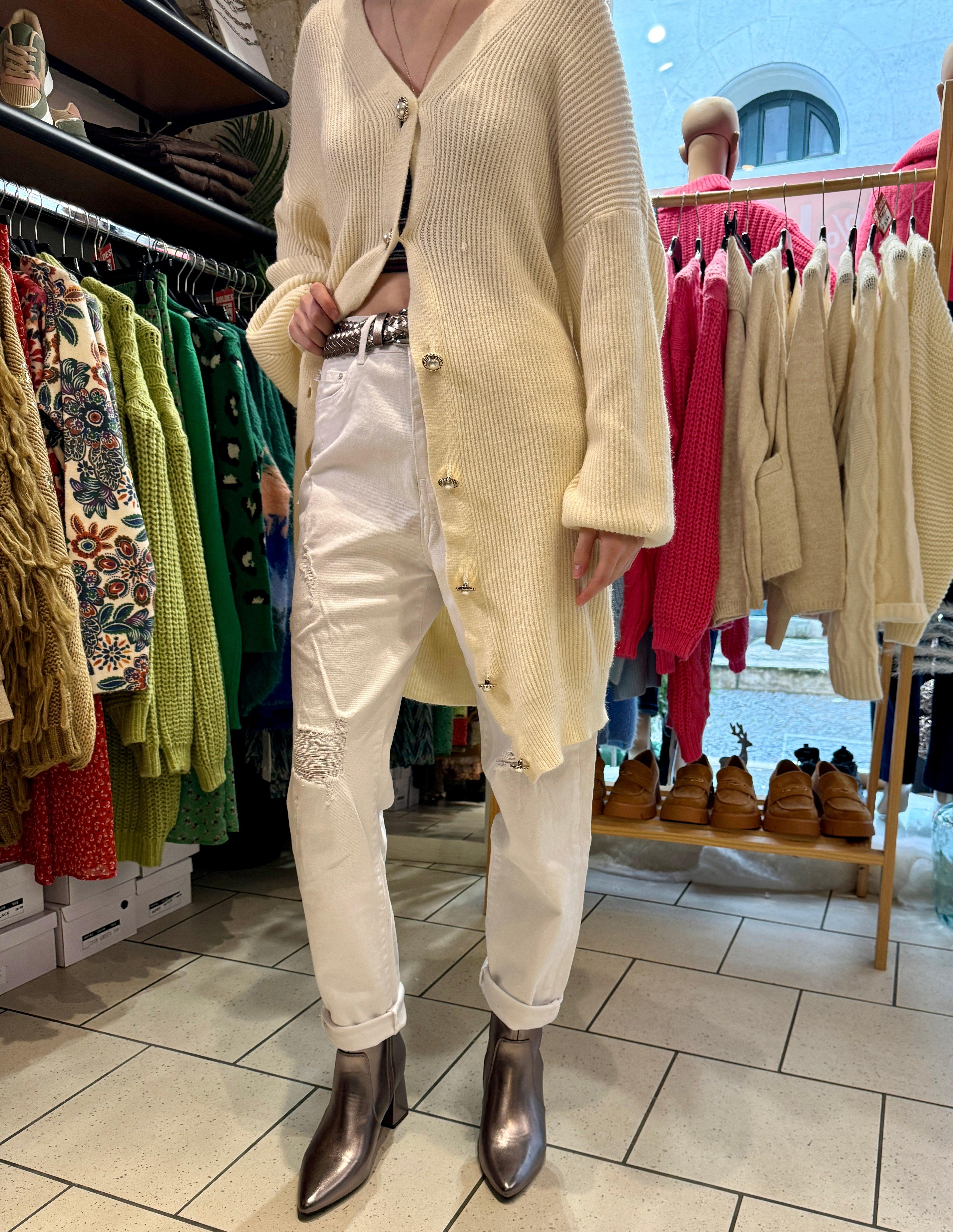 Jeans blanc destroy - beautifulshop