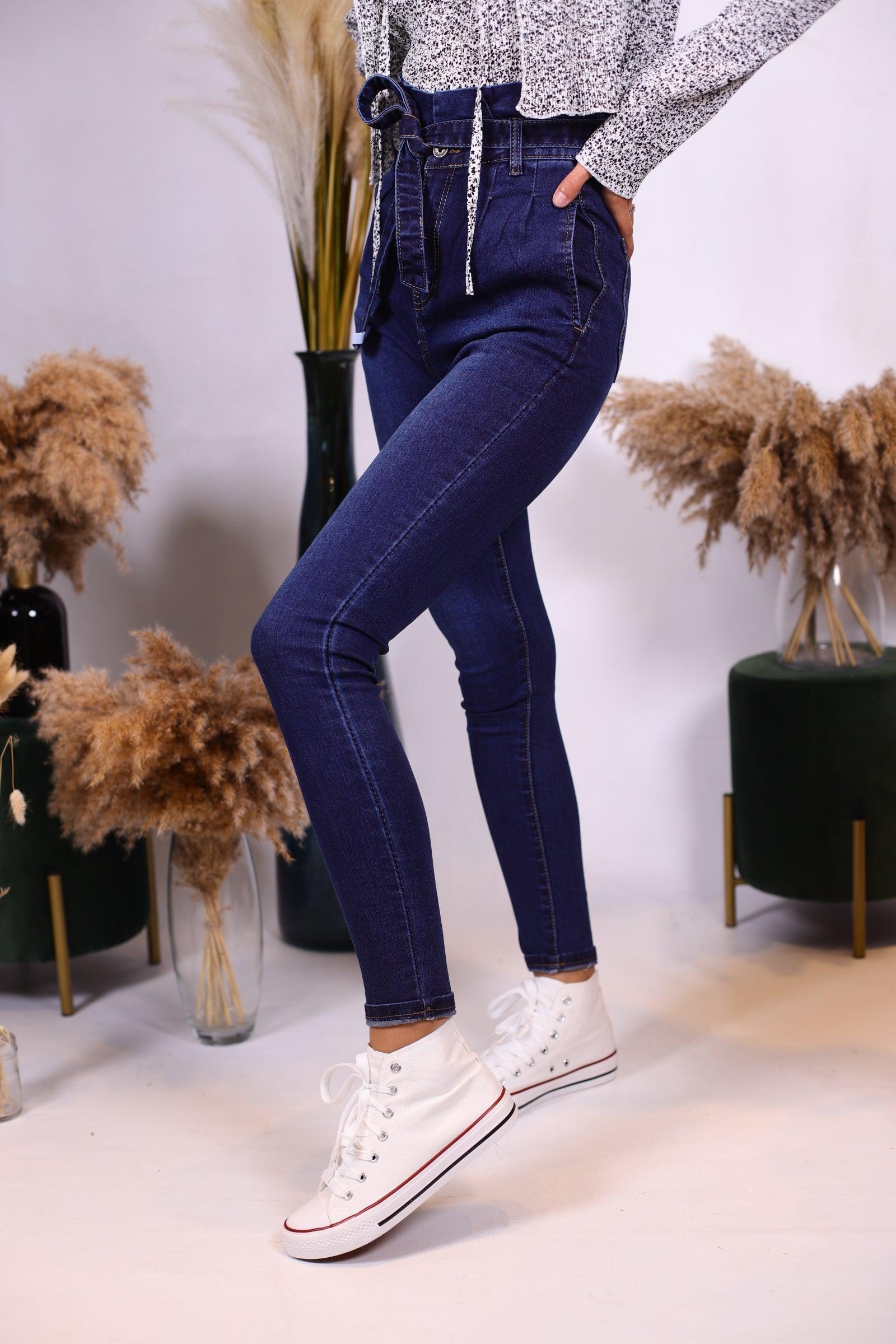 Jeans bleu taille haute - beautifulshop