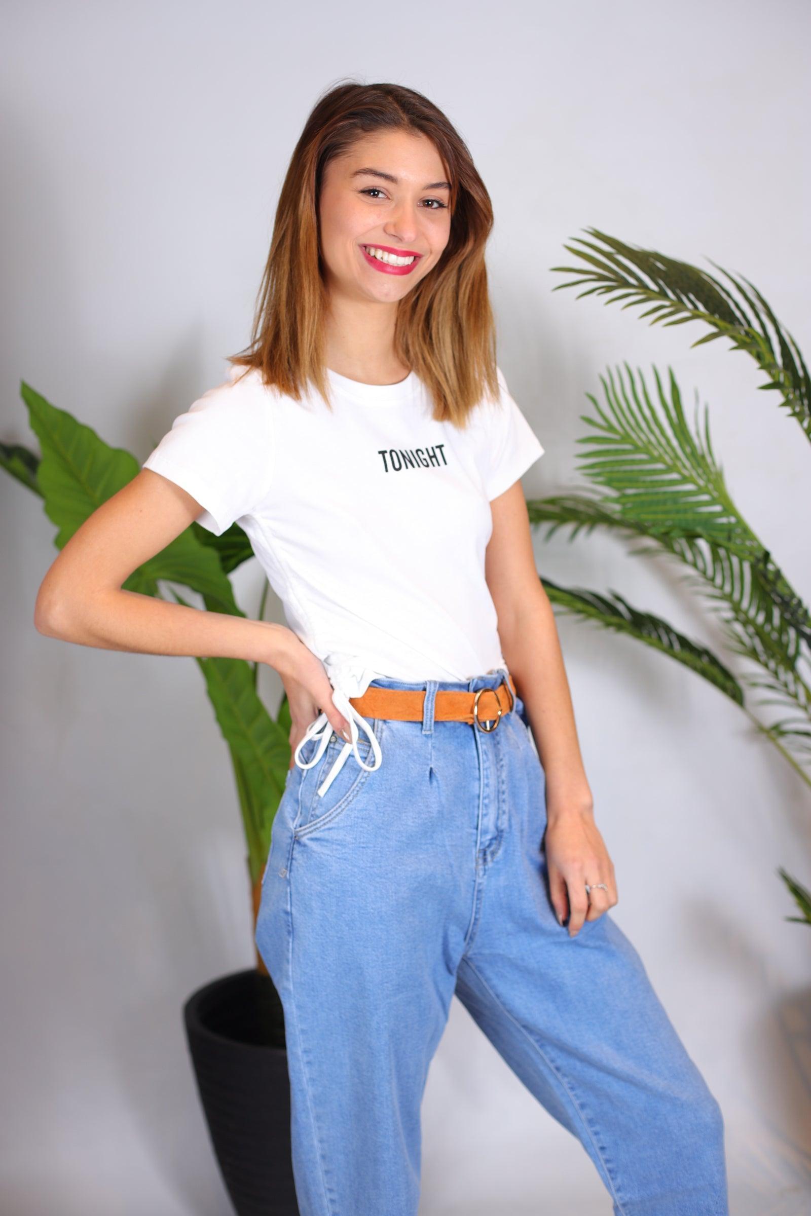 Jeans mom fit bleu - beautifulshop