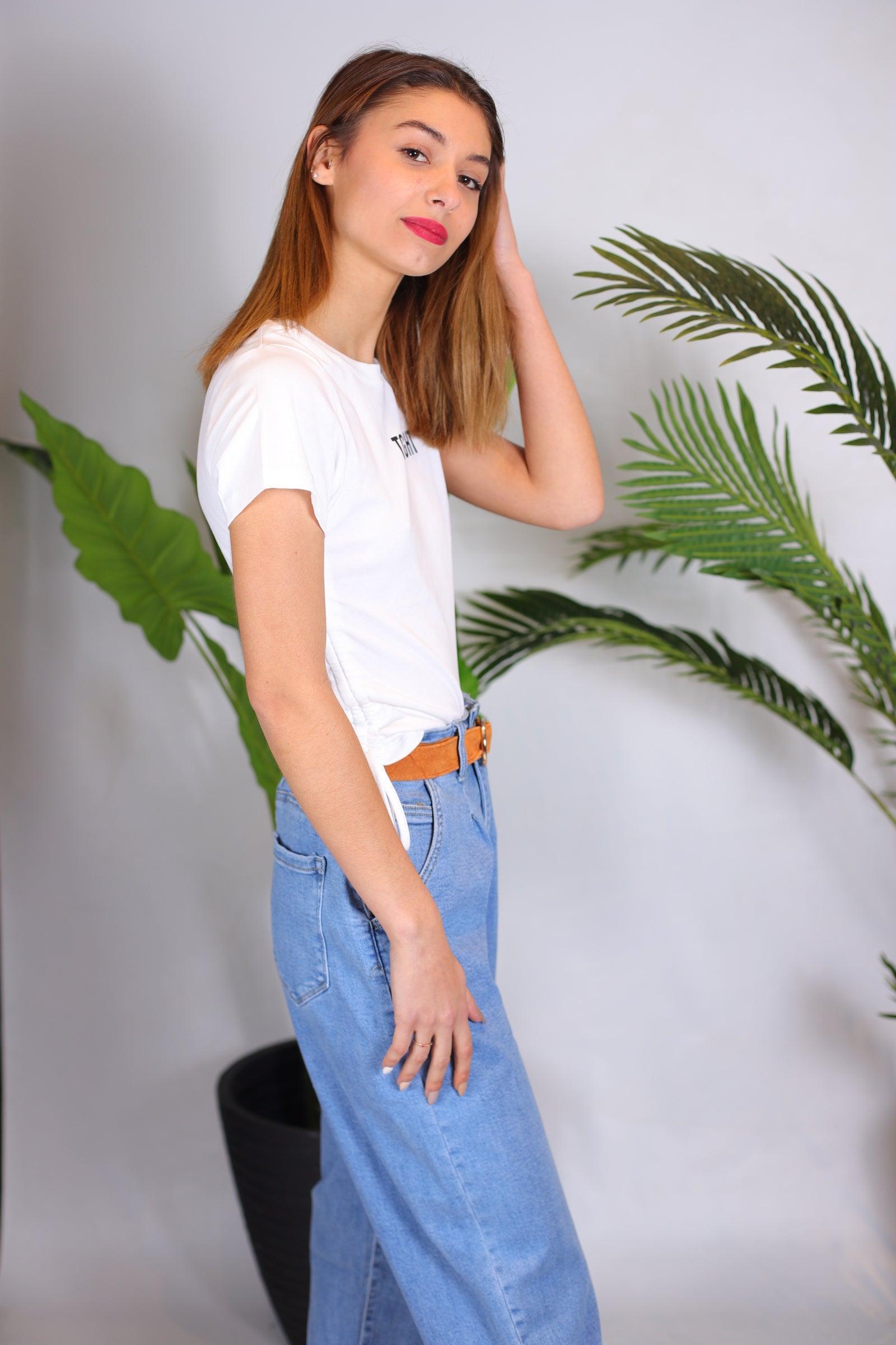 Jeans mom fit bleu - beautifulshop