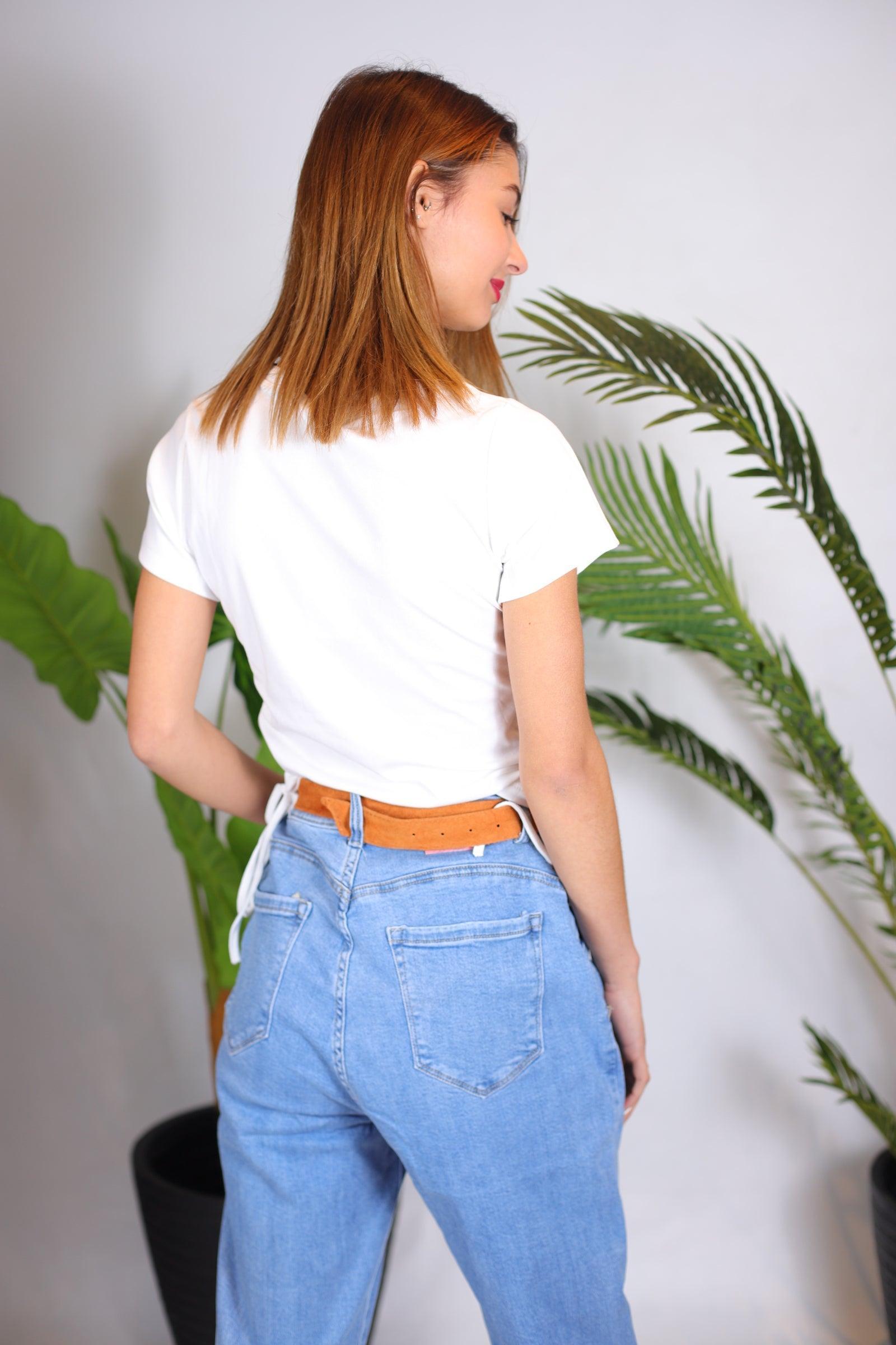 Jeans mom fit bleu - beautifulshop