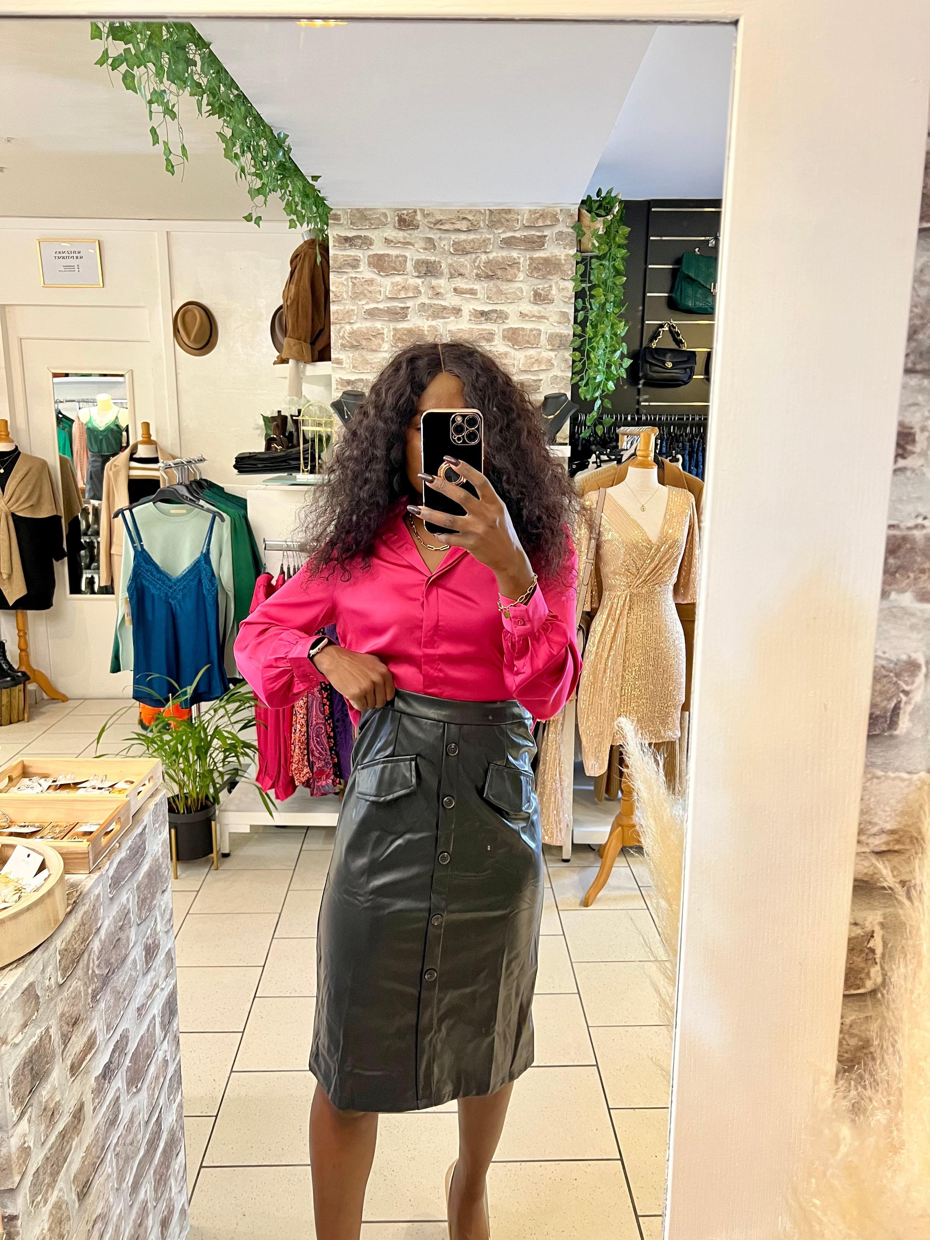 Jupe droite en similicuir noire - Beautiful Shop - beautifulshop