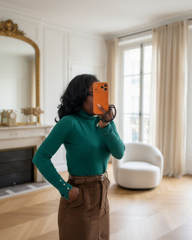 Jupe droite en velours café avec ceinture – Beautiful Shop