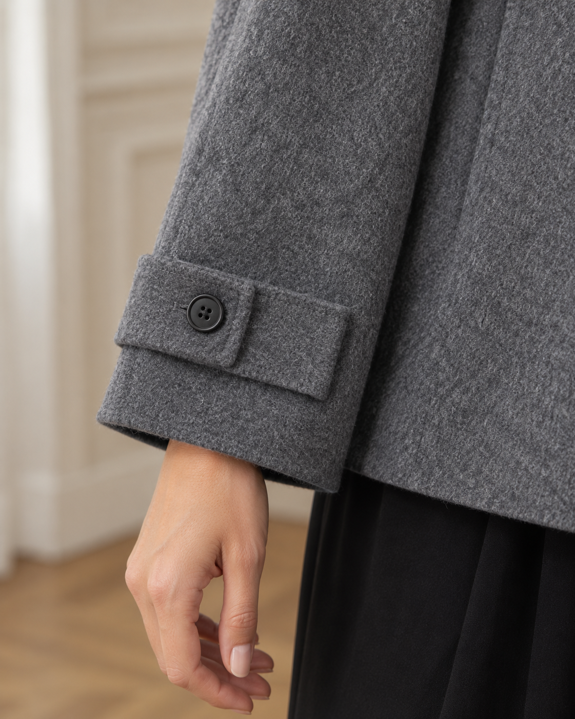 Manteau court à écharpe intégrée Gaspard – gris – Beautiful Shop