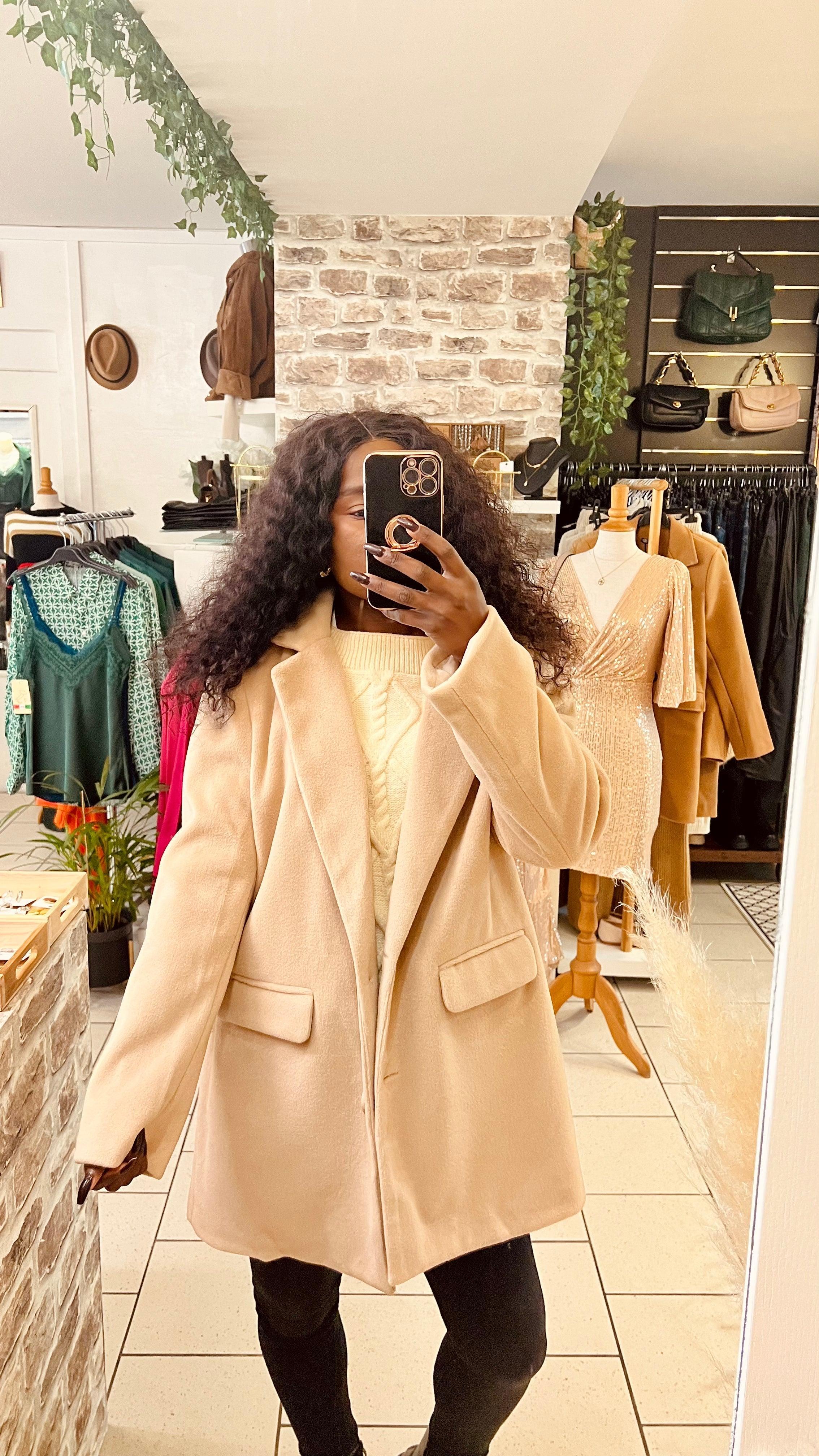 Manteau oversize beige femme - beautiful shop - beautifulshop