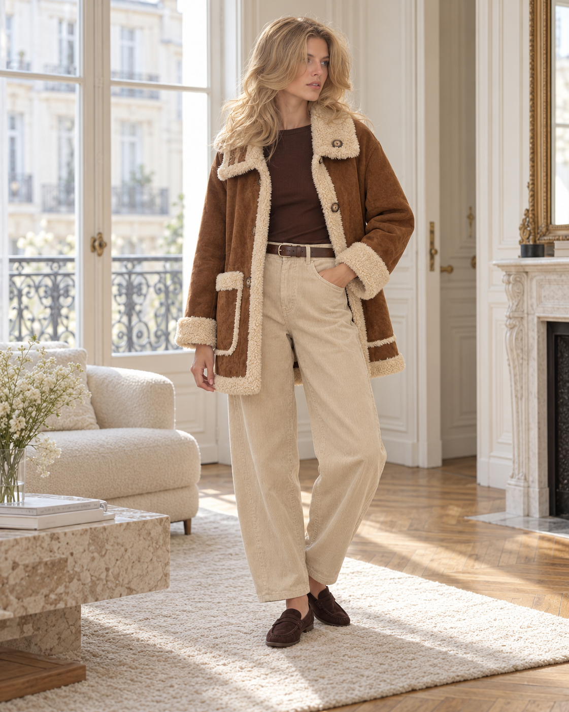 Manteau réversible Madeleine – camel et beige – Beautiful Shop