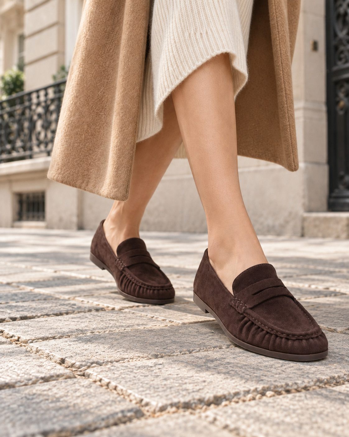Mocassins louise effet daim – chocolat – Beautiful Shop