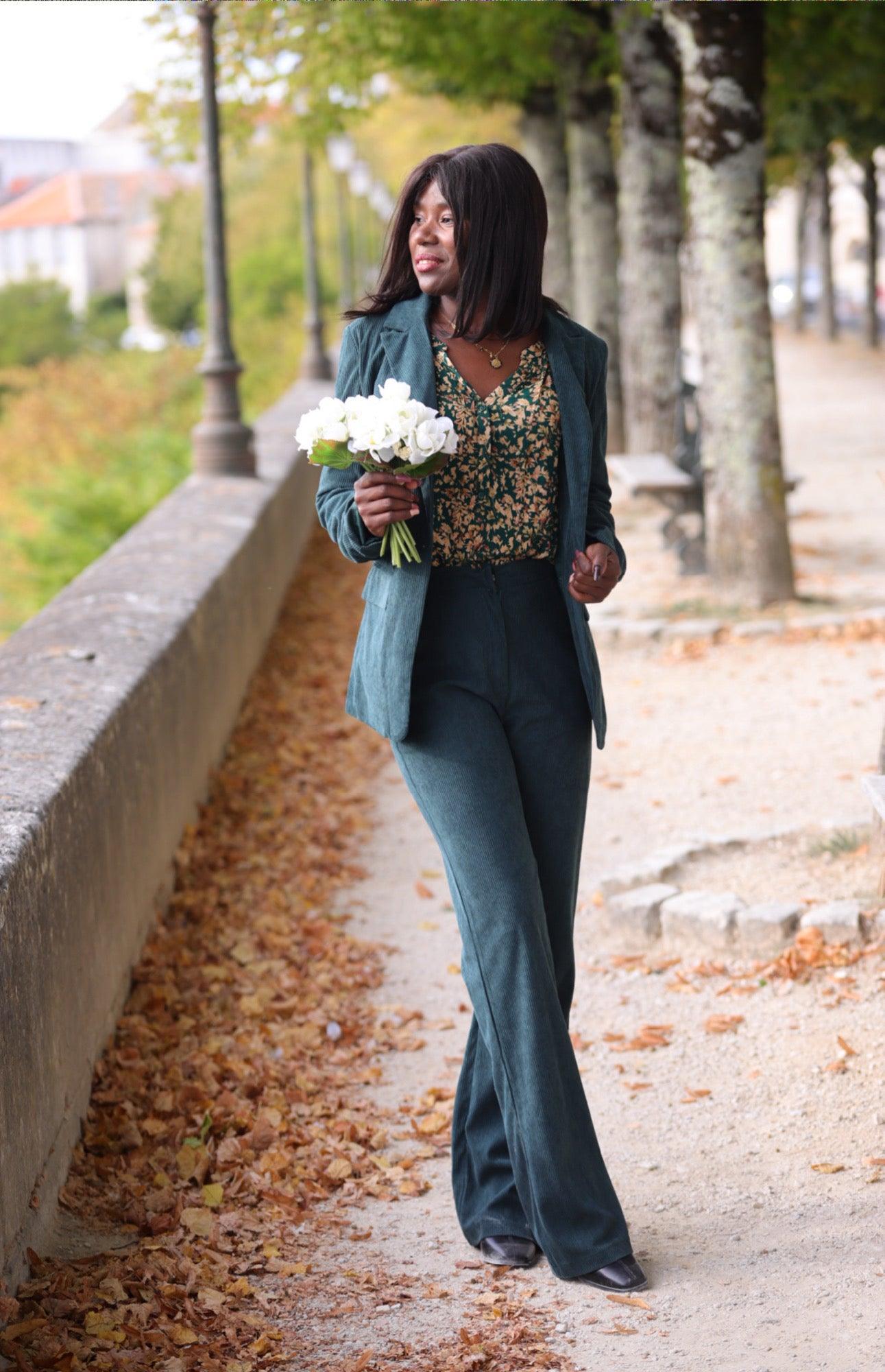 Pantalon en Velour Kaki - beautifulshop