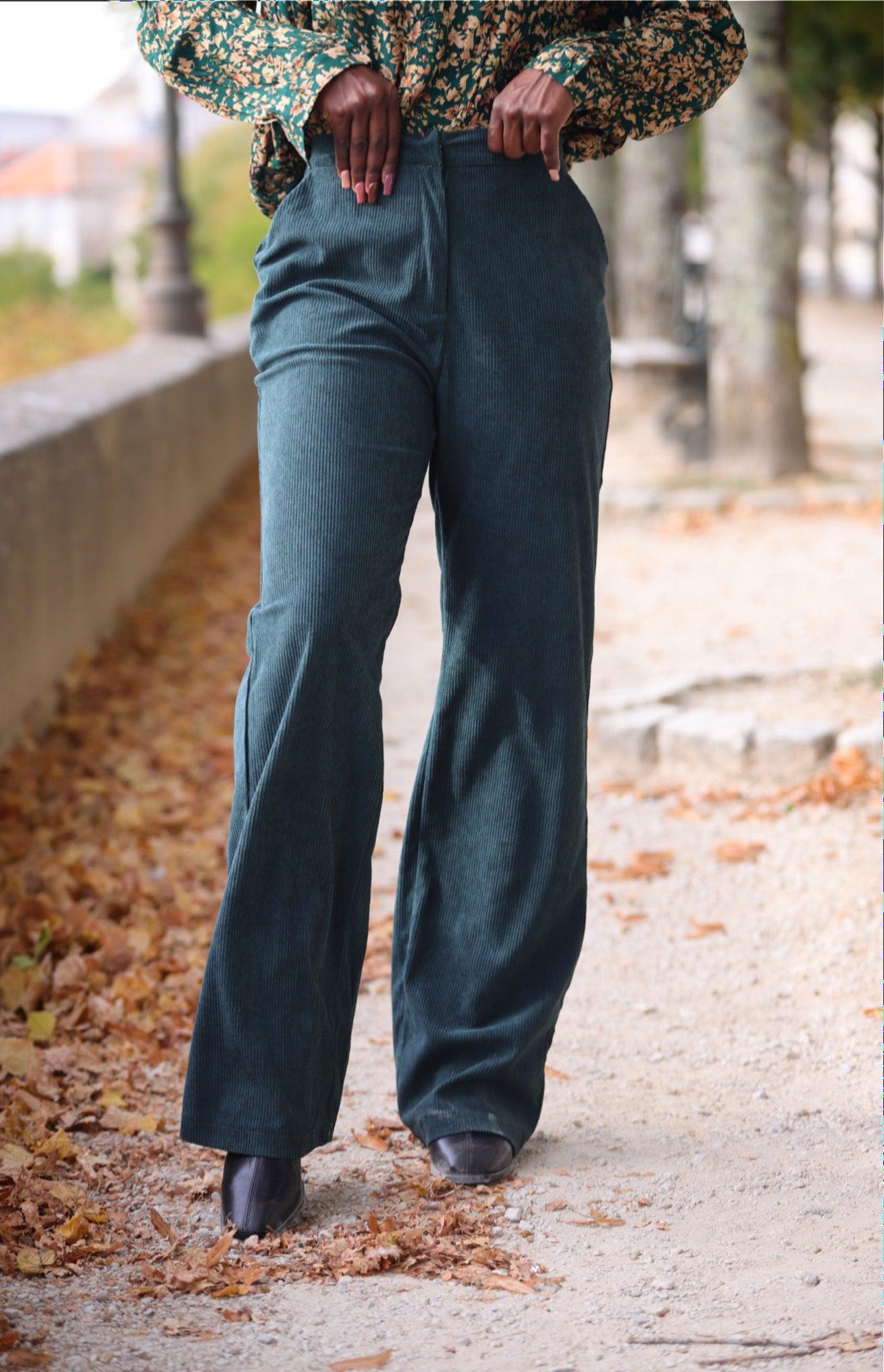Pantalon en Velour Kaki - beautifulshop