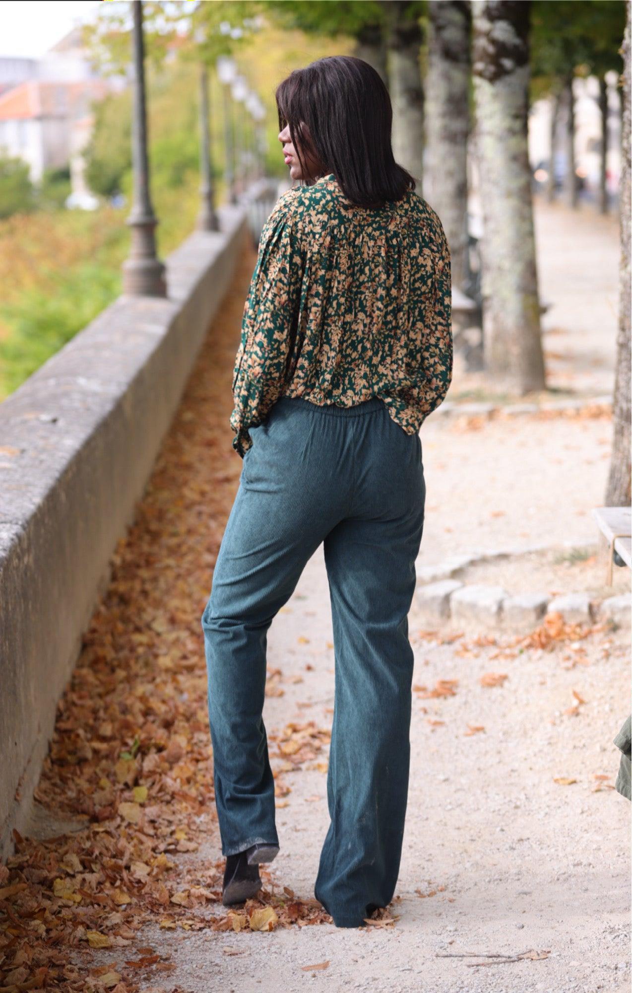 Pantalon en Velour Kaki - beautifulshop