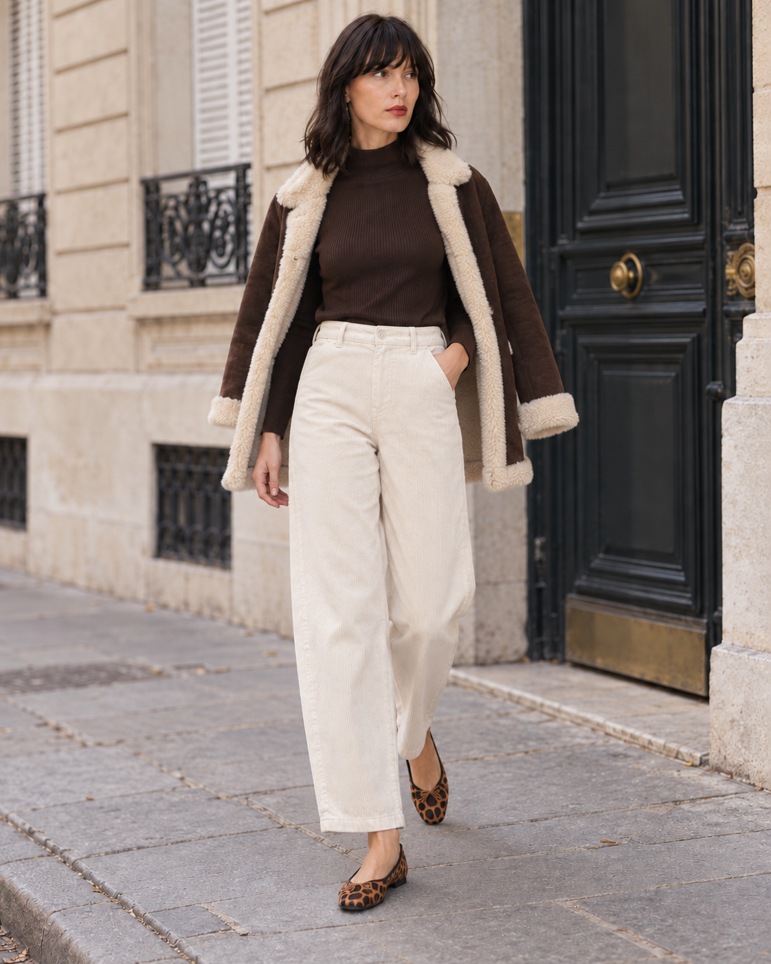 Pantalon Solène en velours côtelé – beige – Beautiful Shop