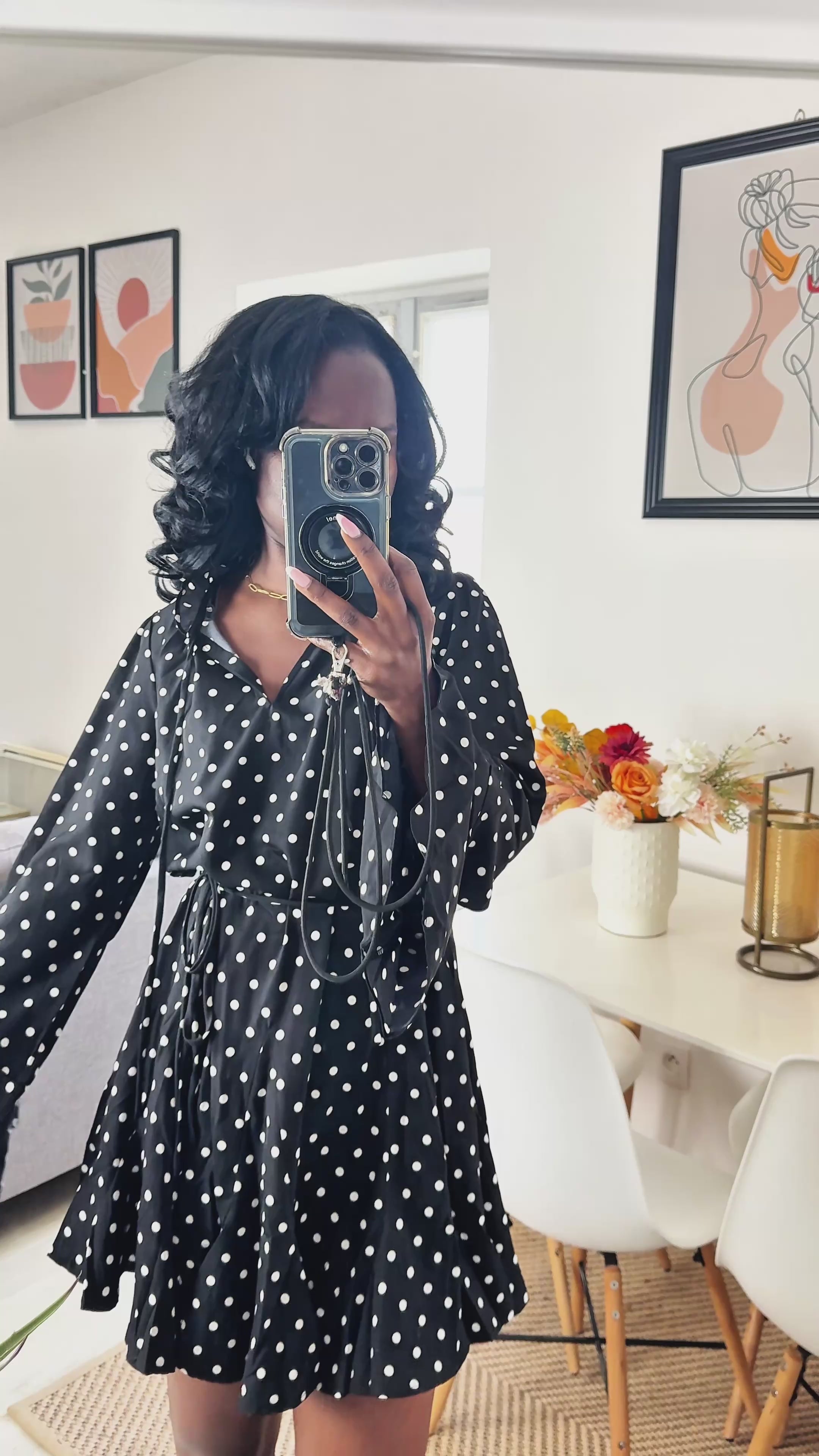 Robe fluide à pois – Manches longues-beautiful shop