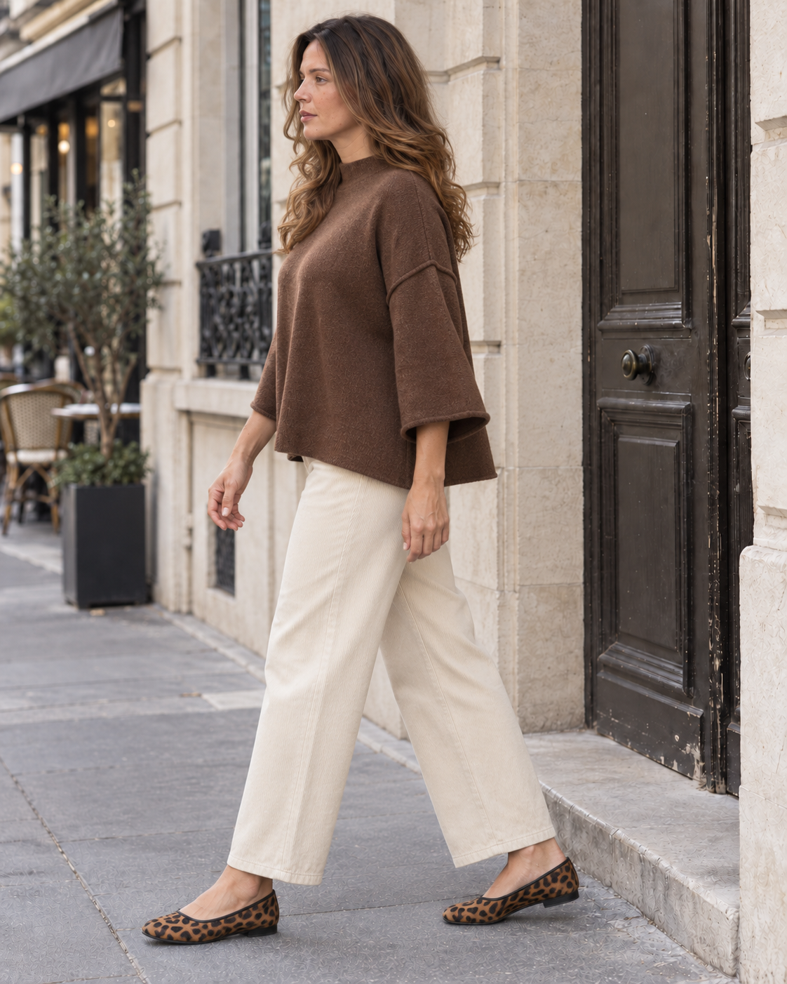 Pull loose Diane grande taille – marron – Beautiful Shop