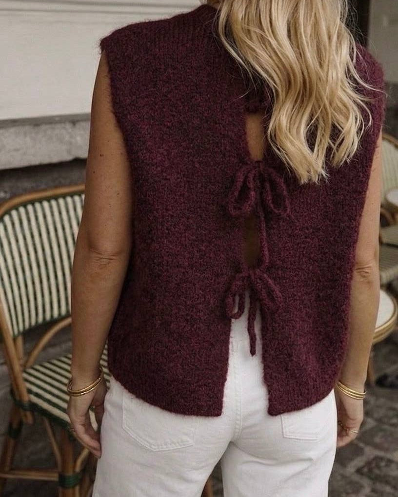 Pull sans manches Léonie – rouge bordeaux – Beautiful Shop