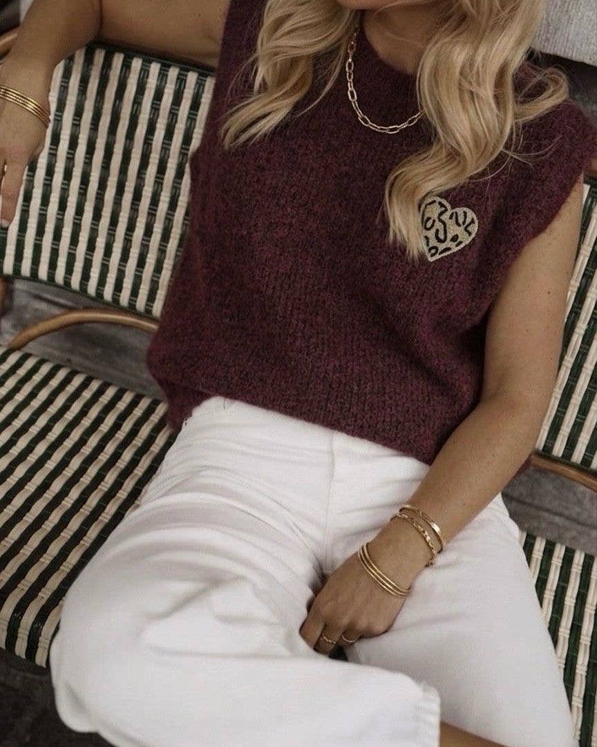 Pull sans manches Léonie – rouge bordeaux – Beautiful Shop