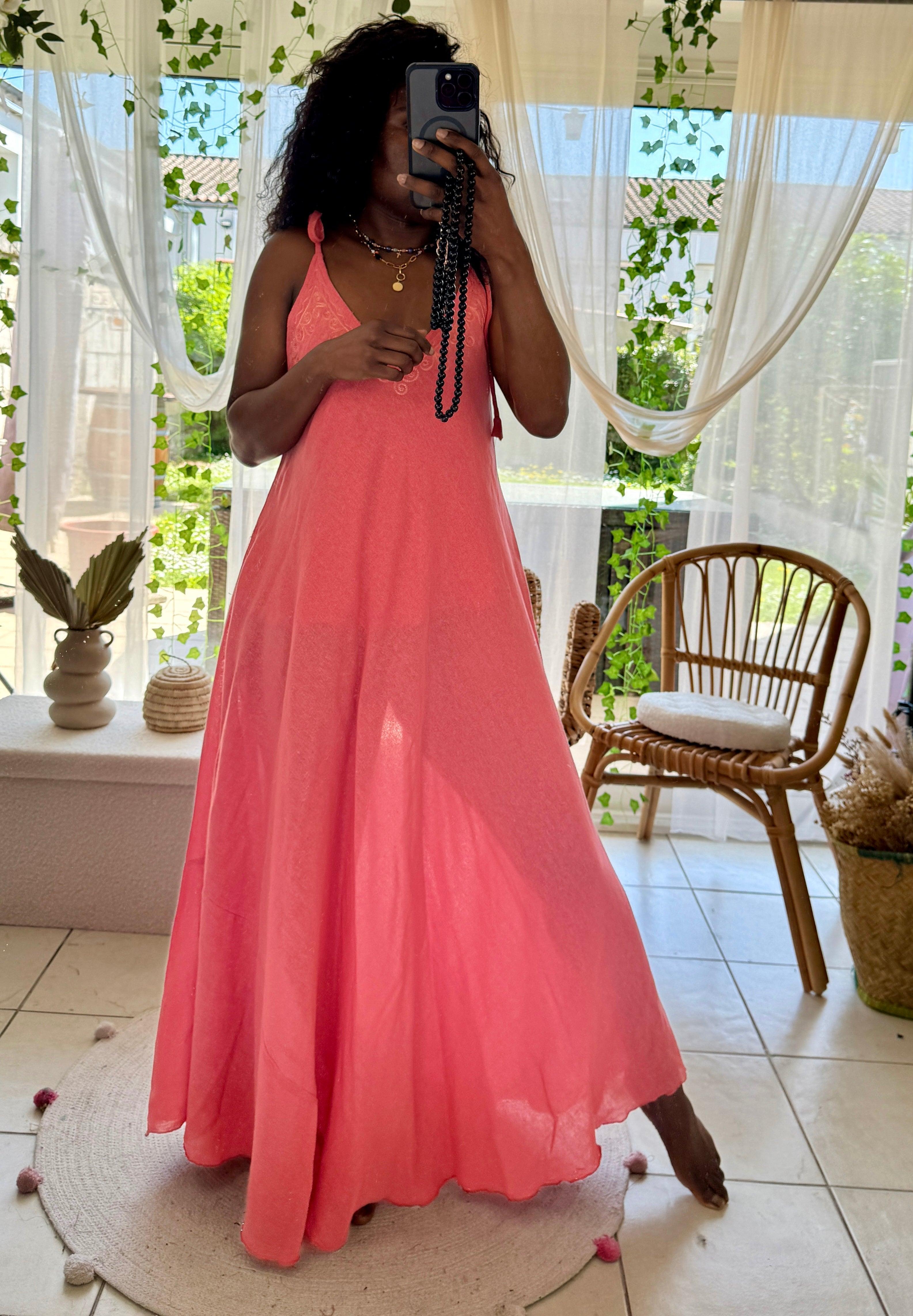 Robe Ample à Bretelles Réglables avec Noeud - beautifulshop