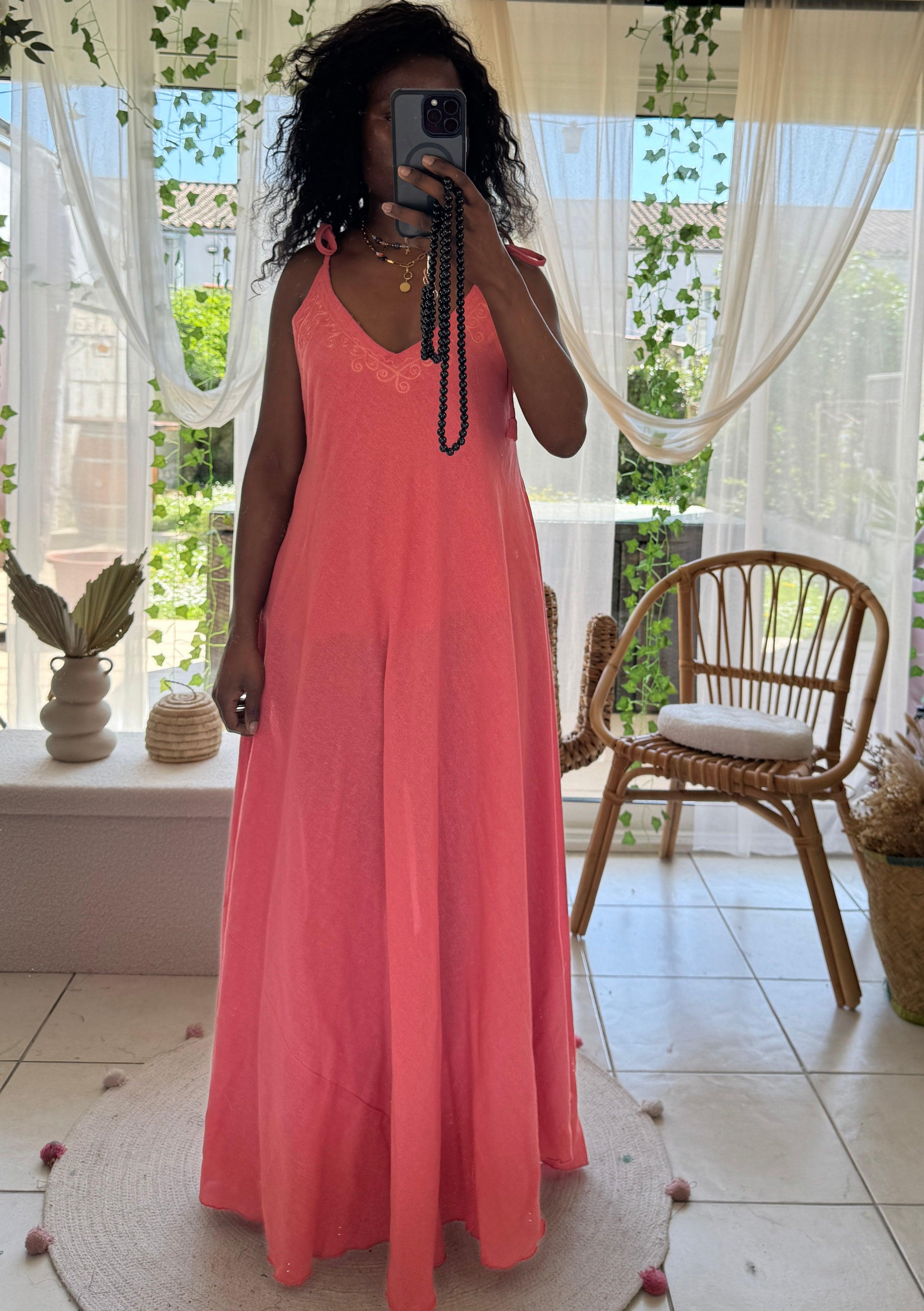 Robe Ample à Bretelles Réglables avec Noeud - beautifulshop