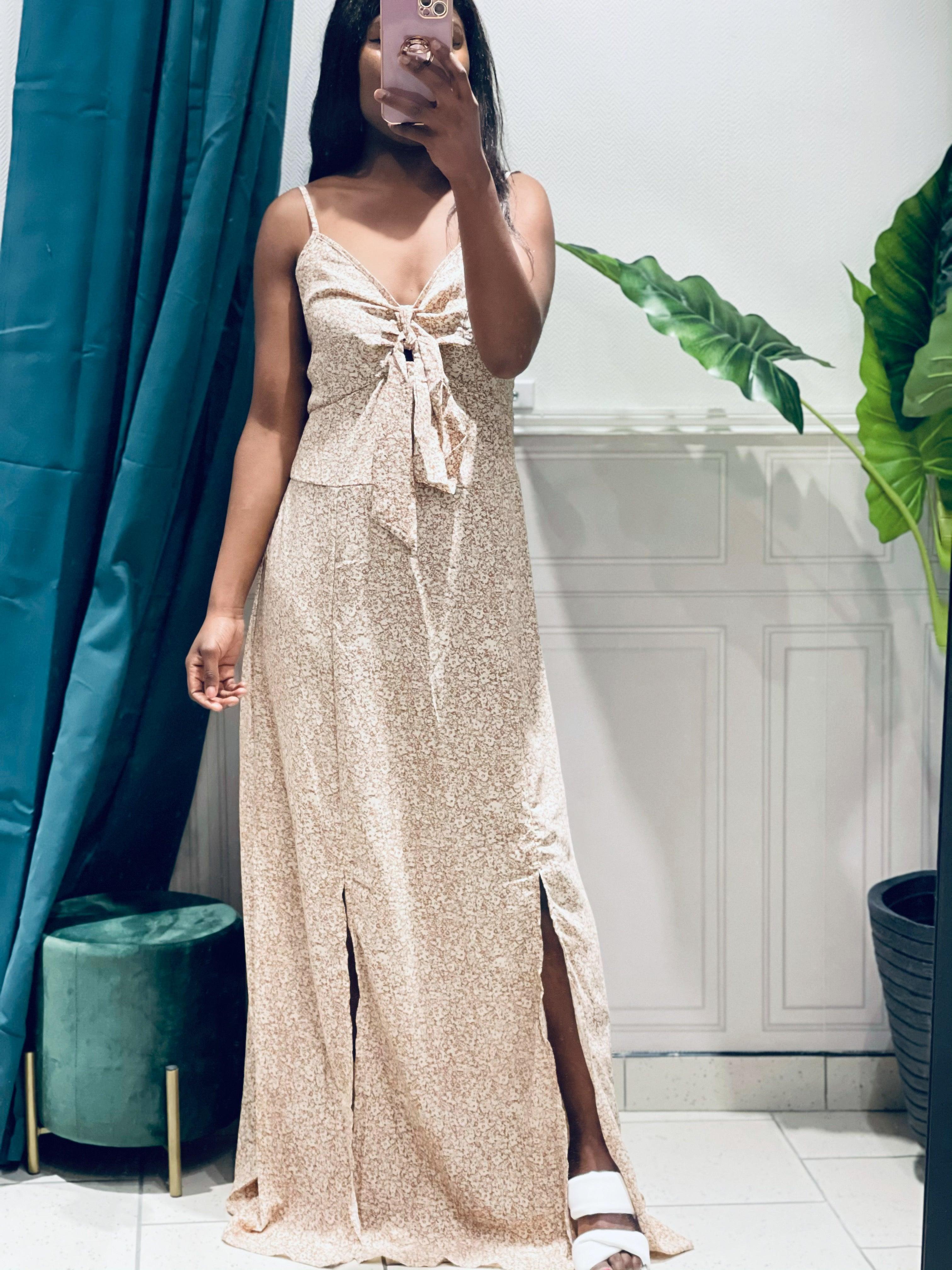 Robe longue avec noeud à l'avant - beautifulshop
