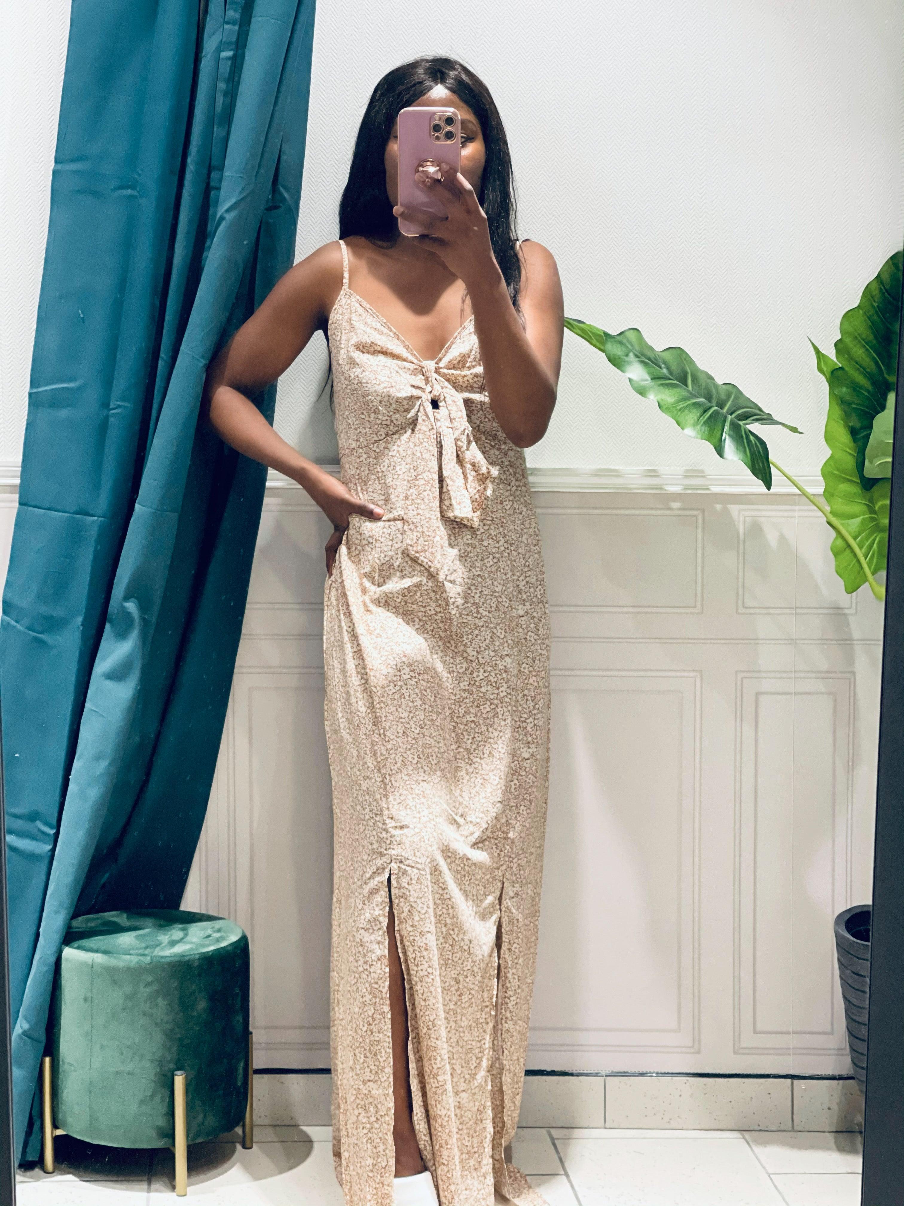 Robe longue avec noeud à l'avant - beautifulshop