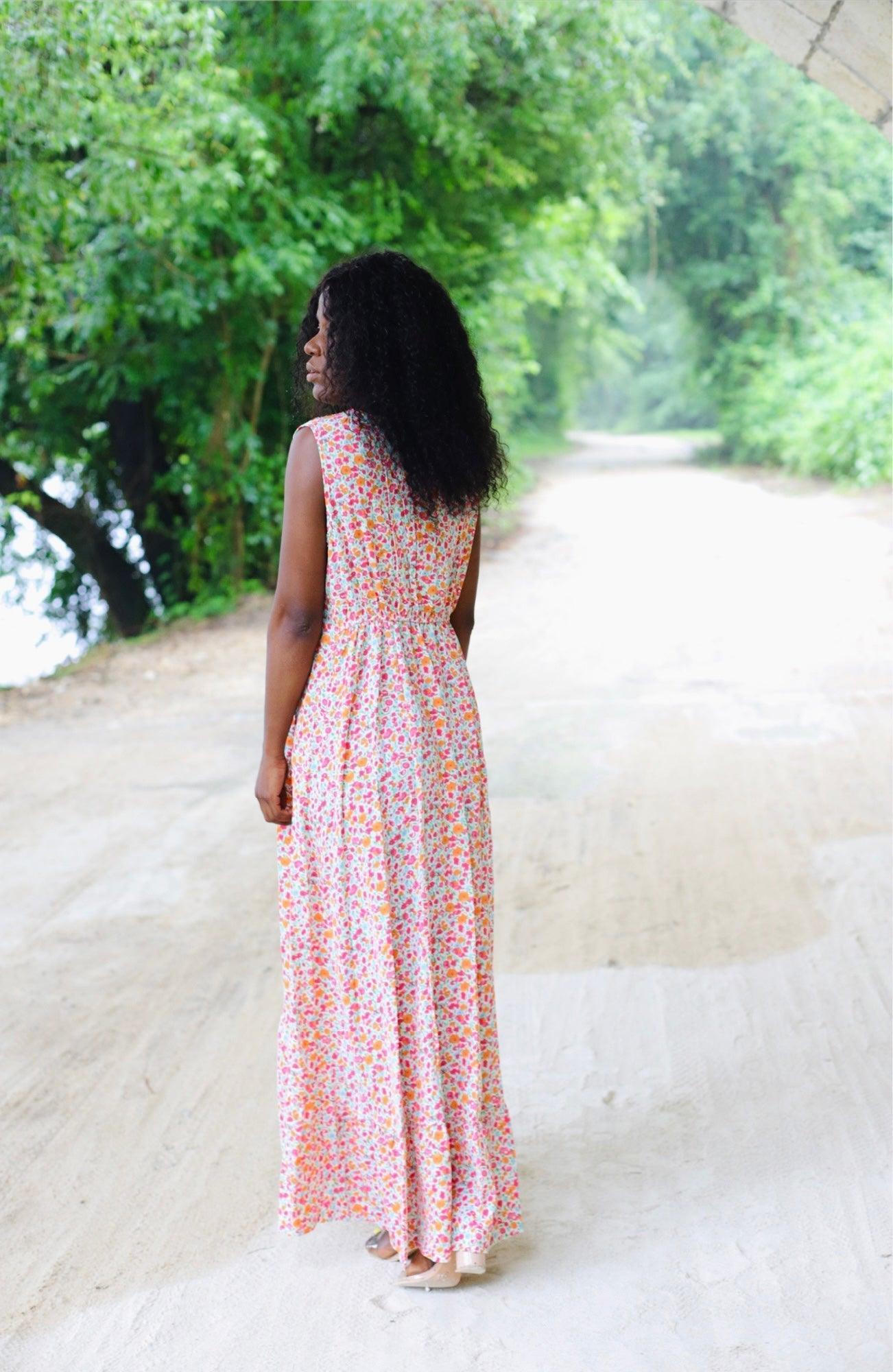 Robe longue détails boutons - beautifulshop