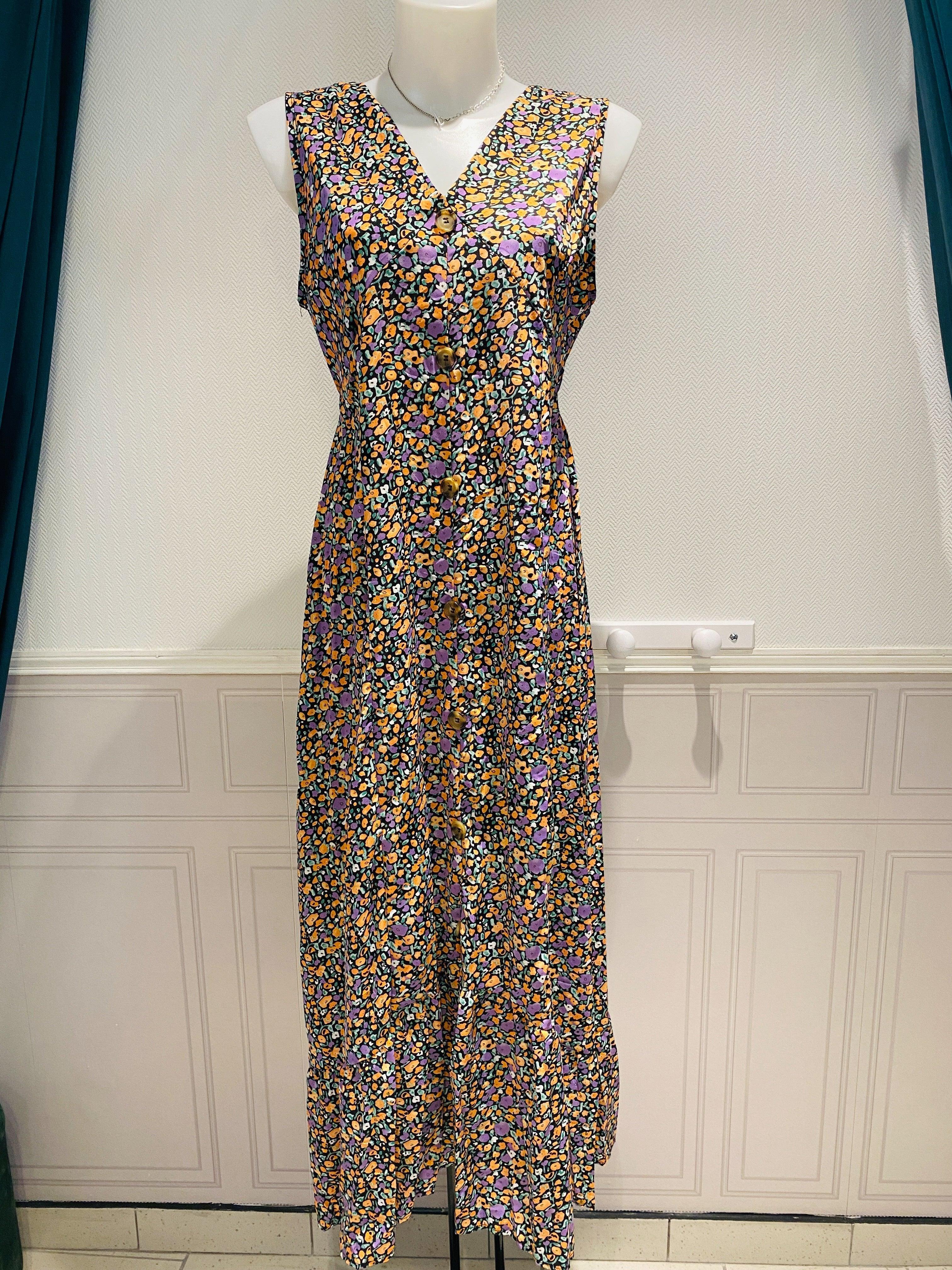 Robe longue détails boutons - beautifulshop