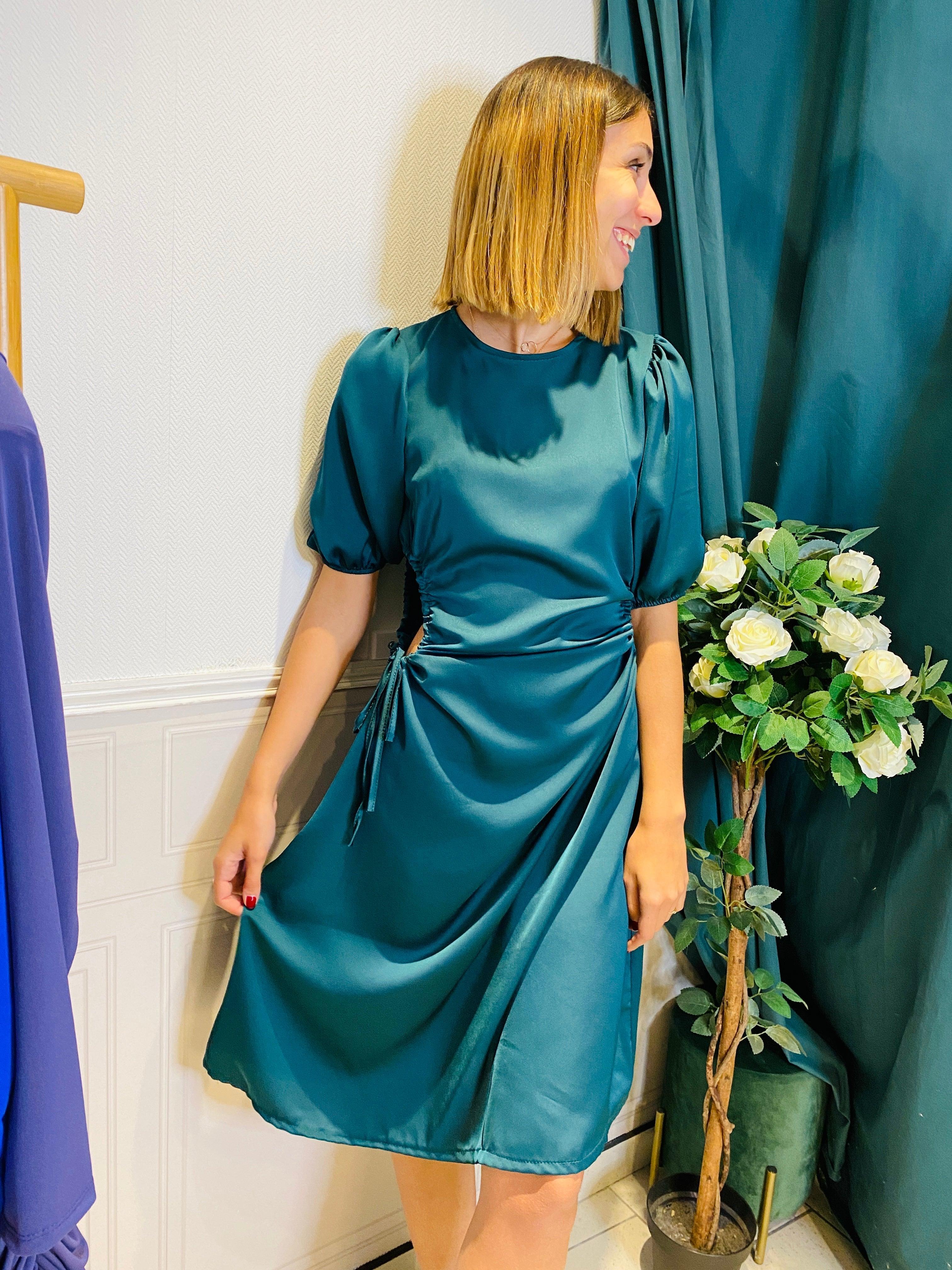 Robe Satin Avec Noeud - beautifulshop