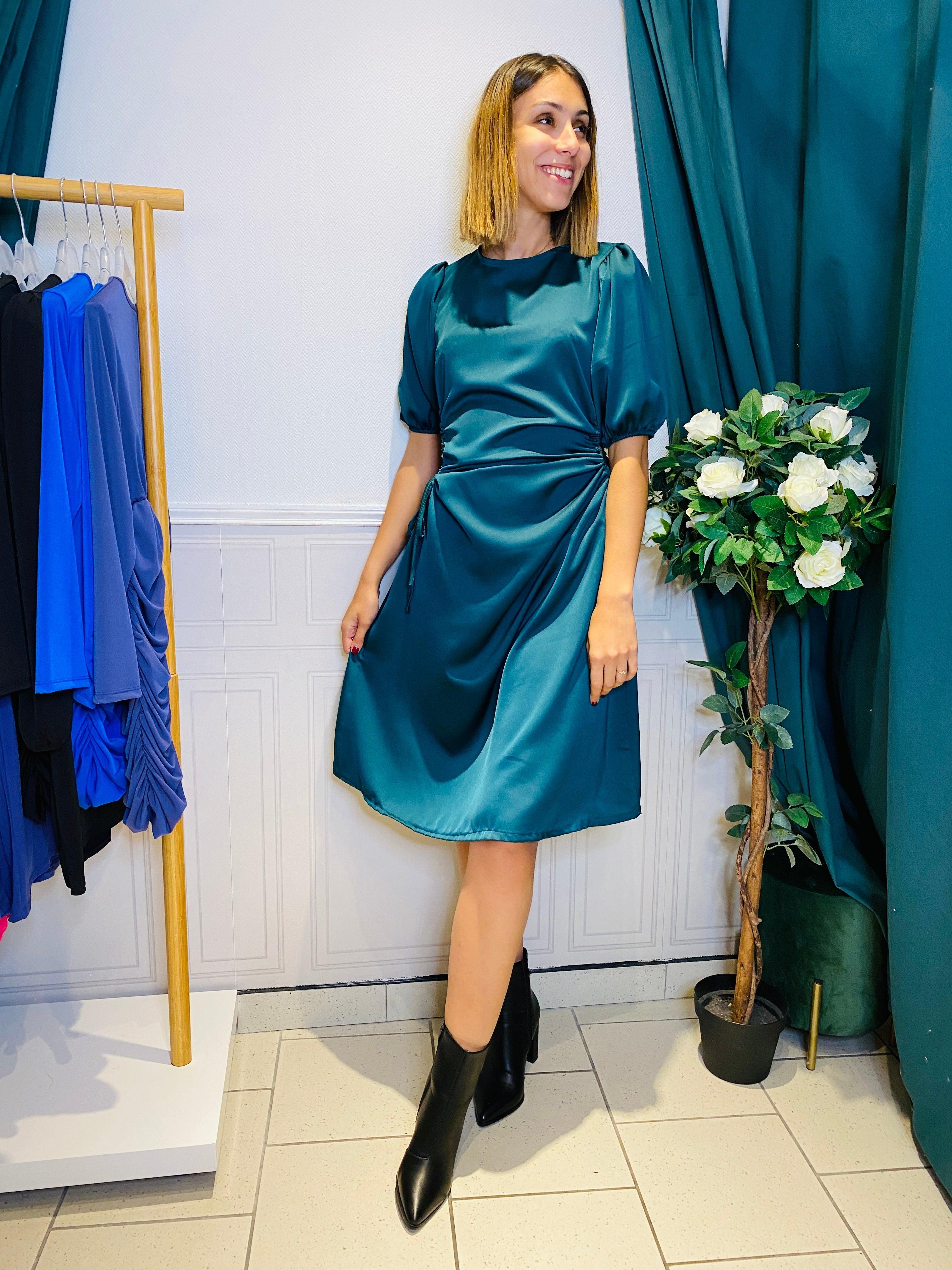 Robe Satin Avec Noeud - beautifulshop