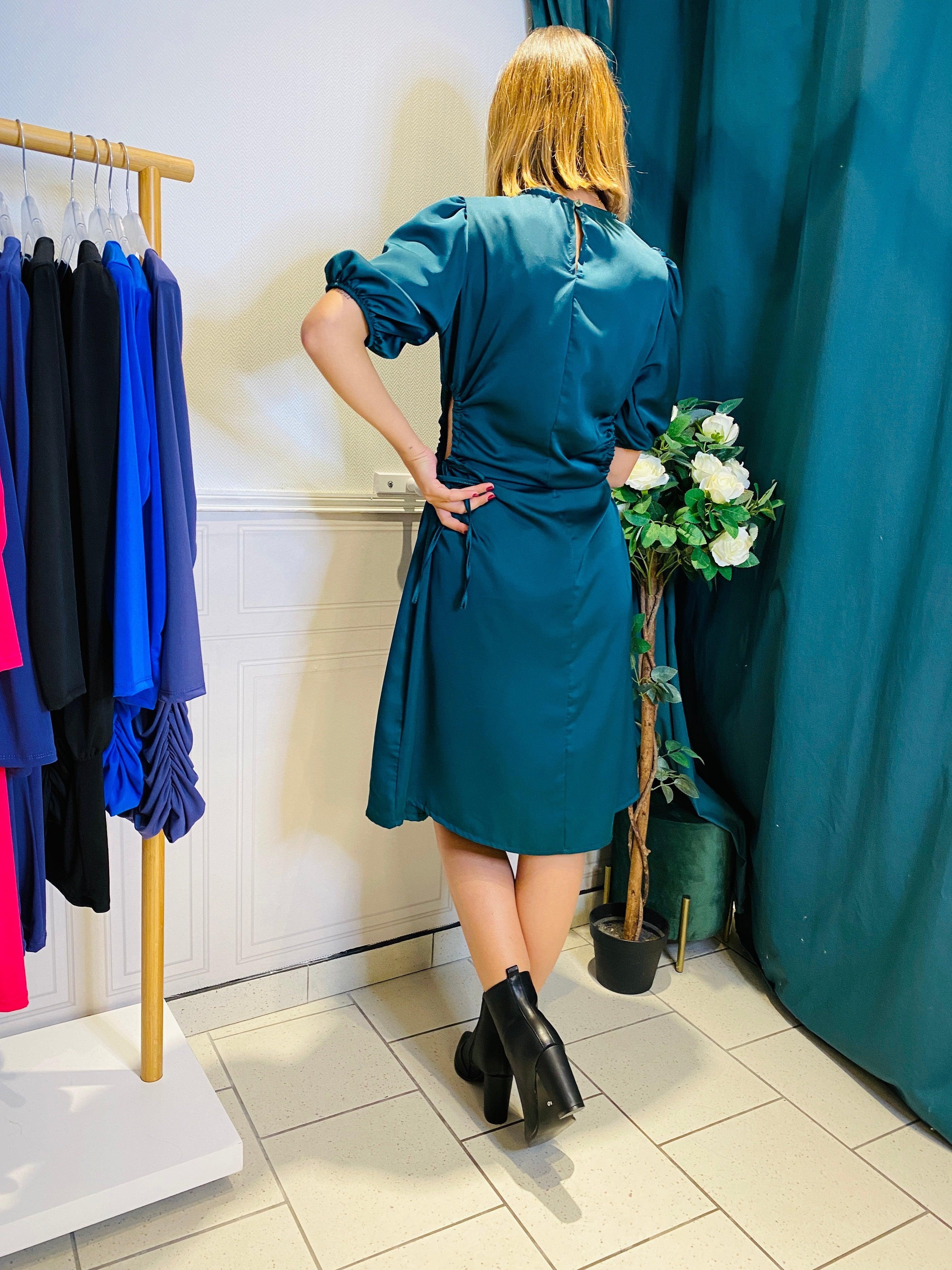 Robe Satin Avec Noeud - beautifulshop