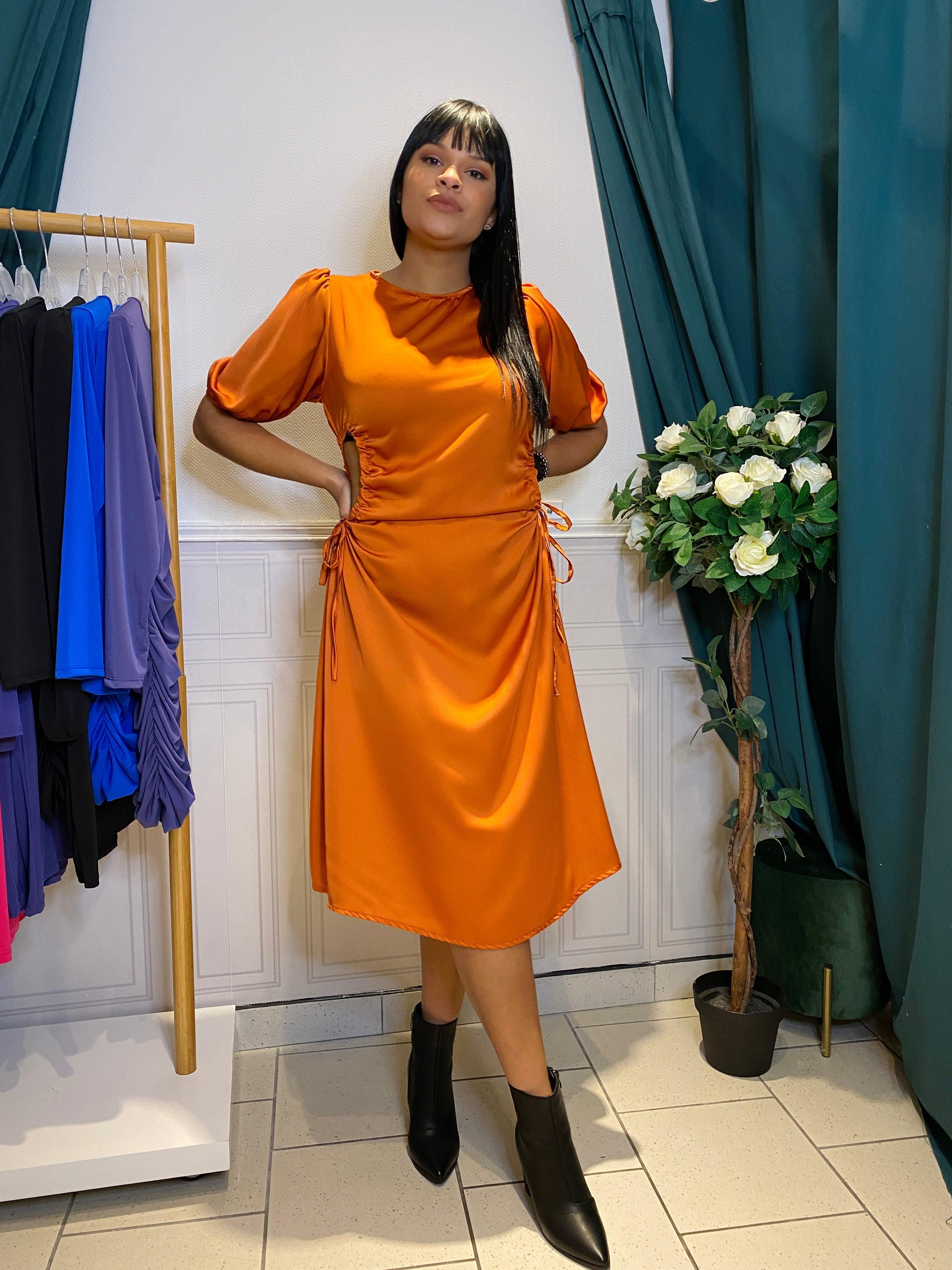 Robe Satin Avec Noeud - beautifulshop