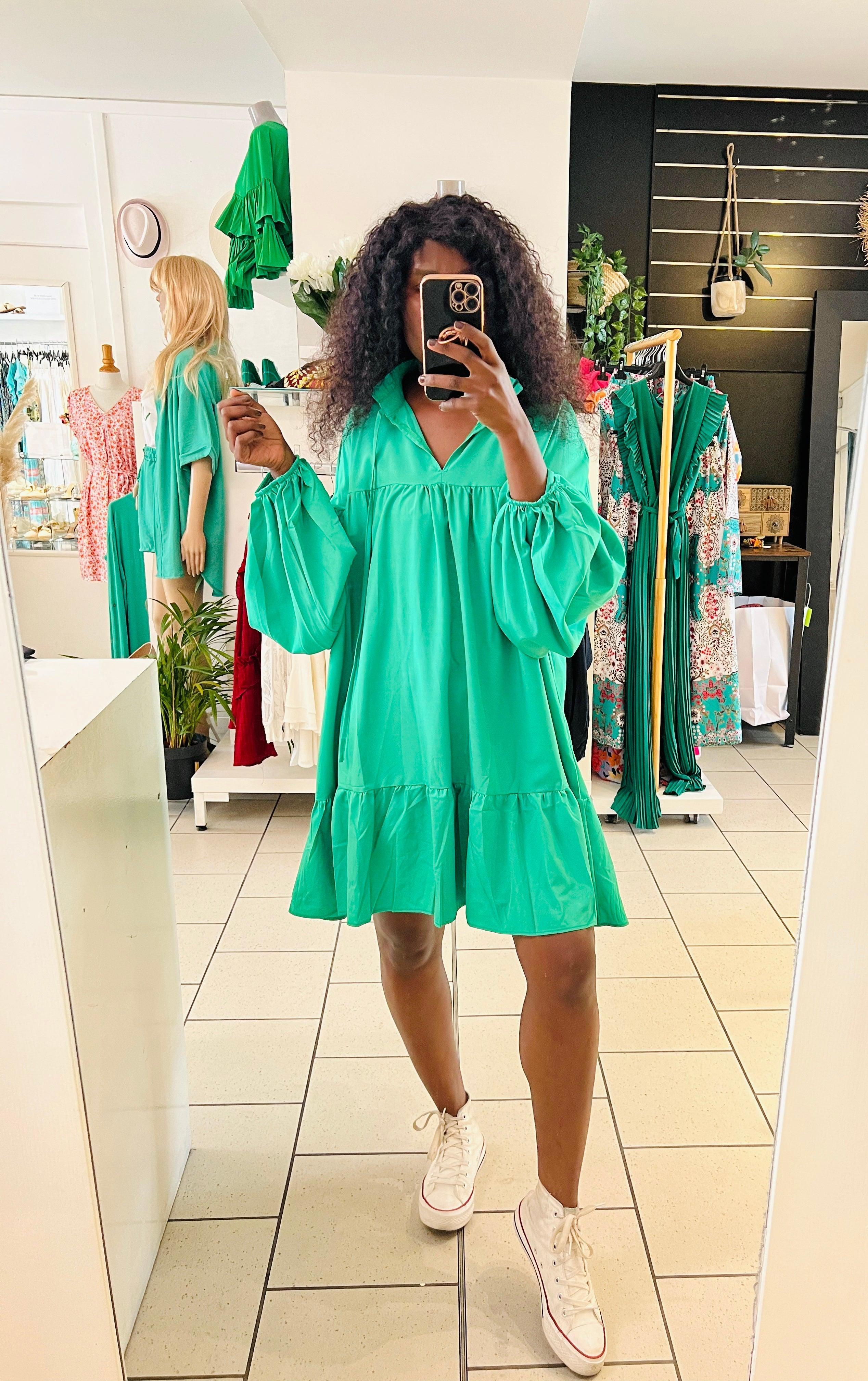 Robe vaporeuse verte - beautifulshop
