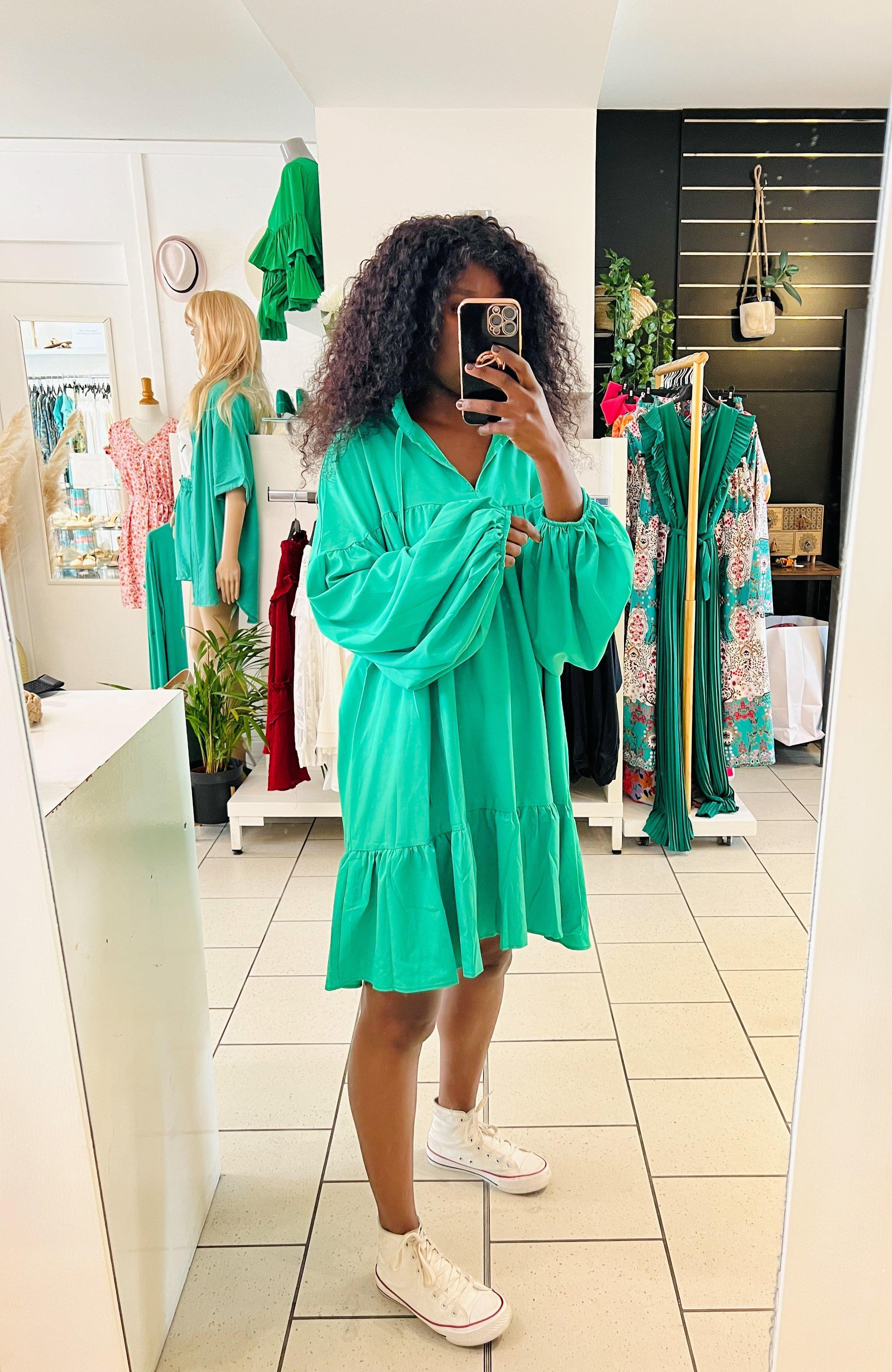 Robe vaporeuse verte - beautifulshop