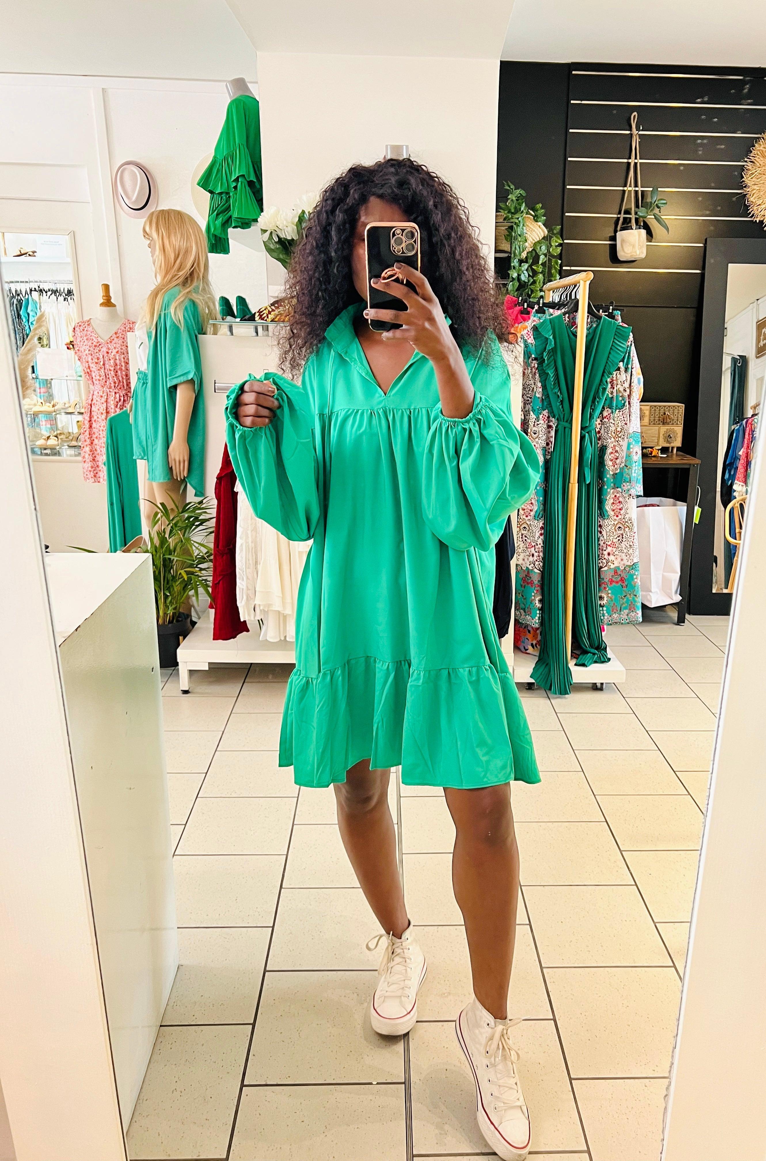 Robe vaporeuse verte - beautifulshop