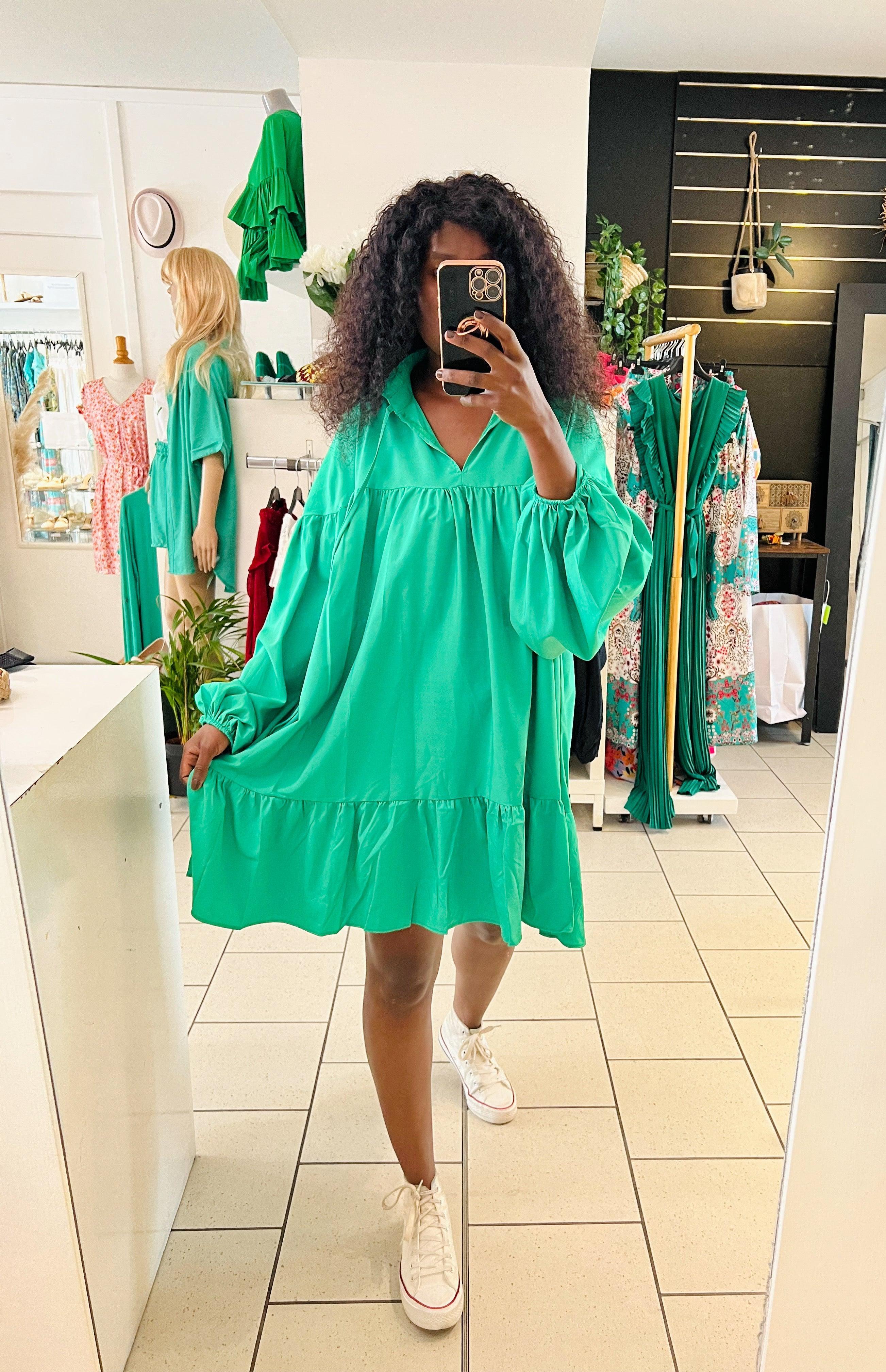 Robe vaporeuse verte - beautifulshop