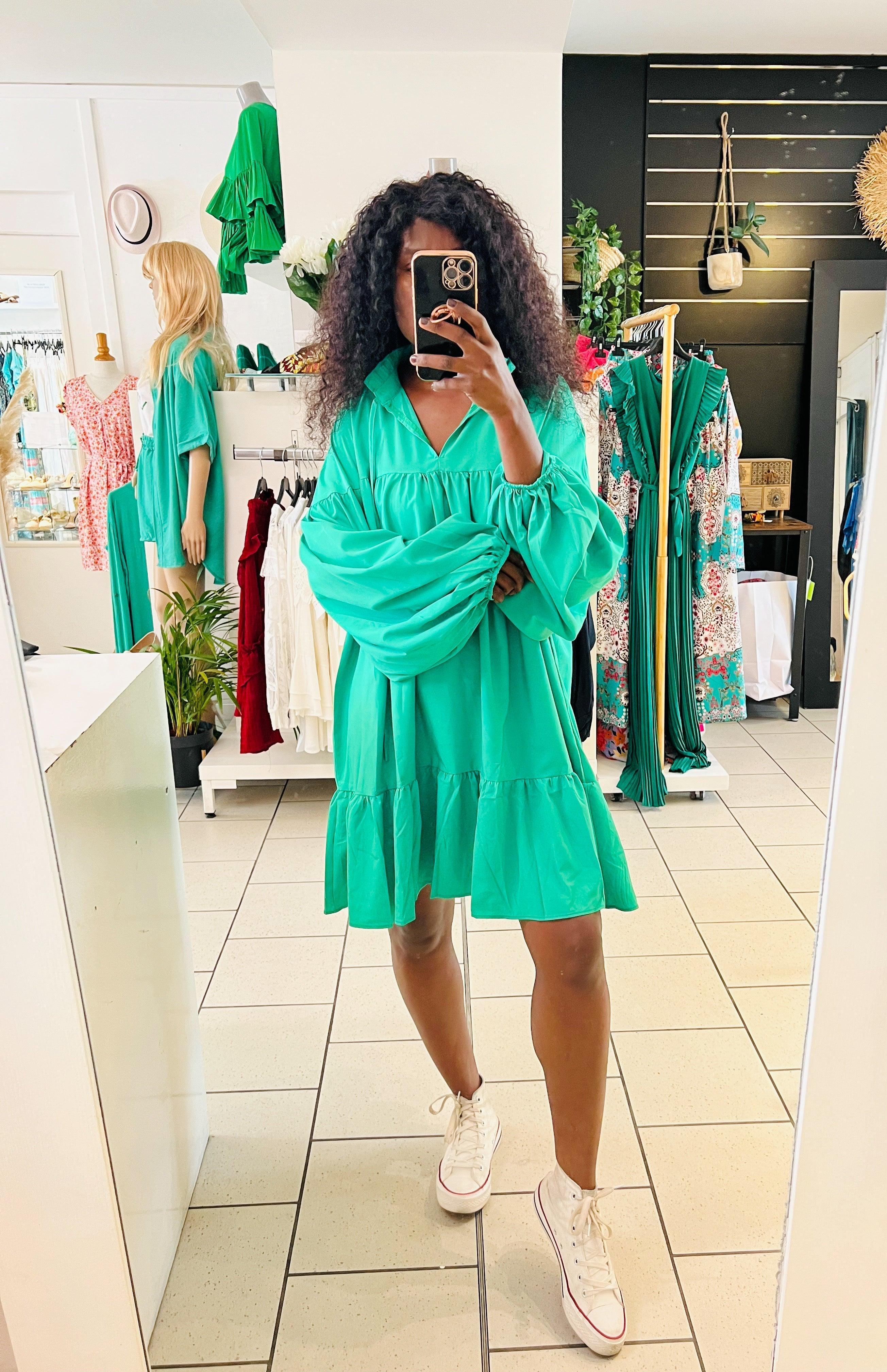 Robe vaporeuse verte - beautifulshop