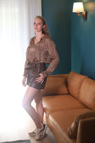 Short en Simili Cuir Chocolat à Taille Haute - beautifulshop