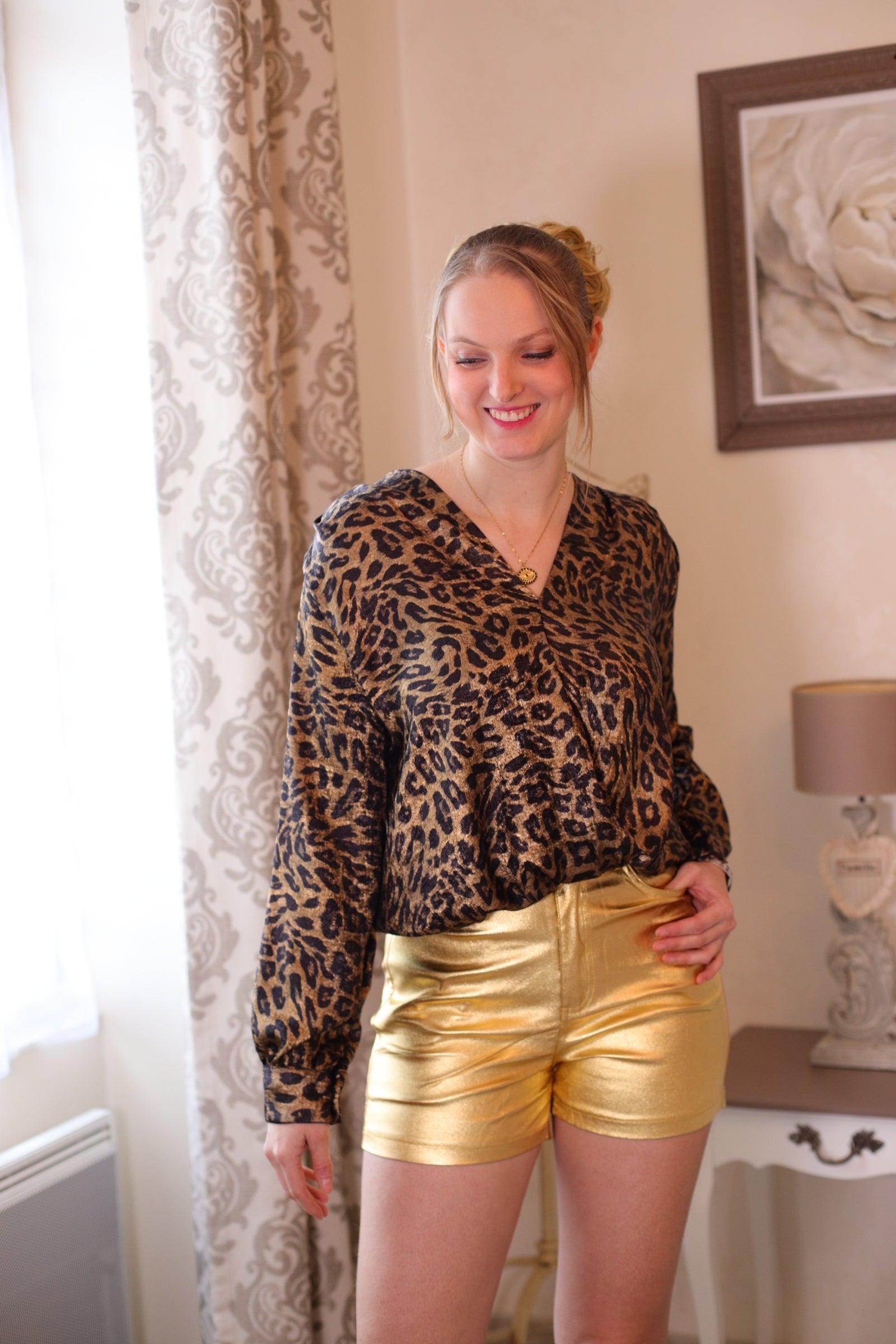 Short en Similicuir Couleur Or - beautifulshop