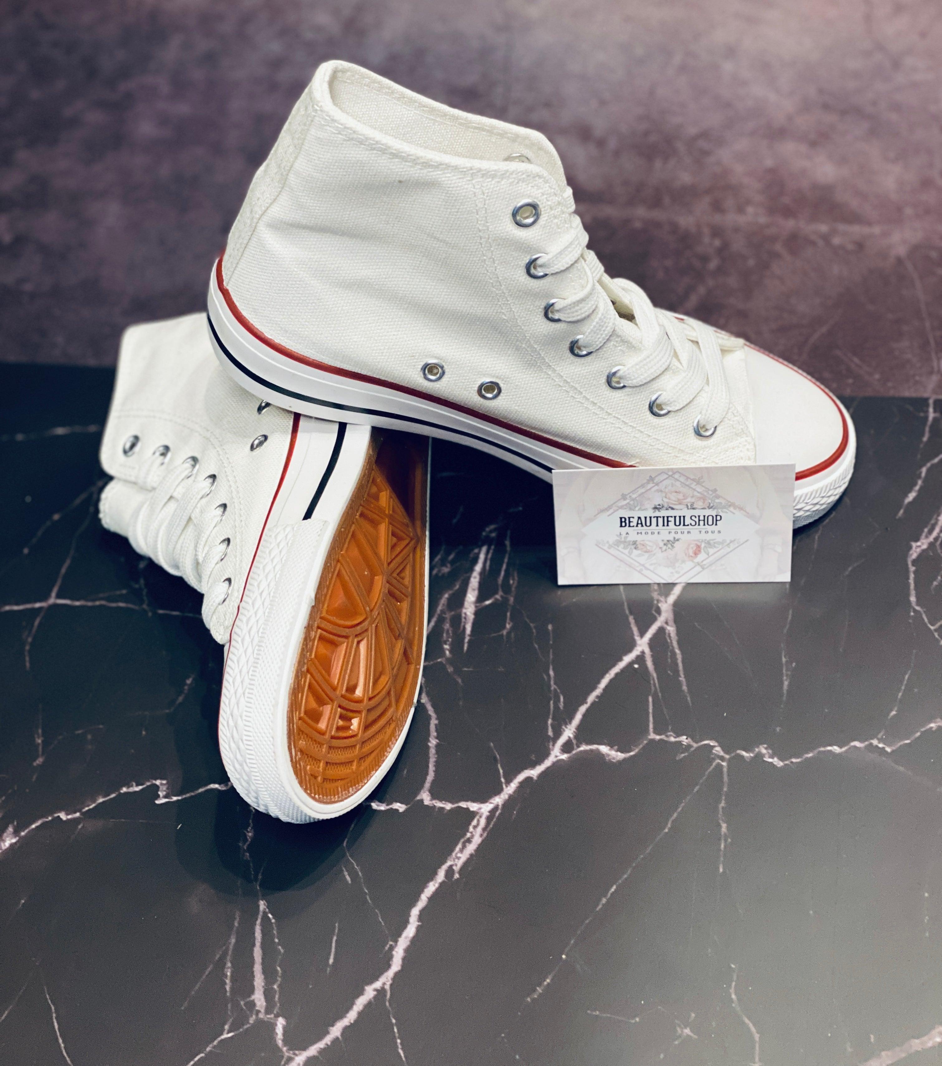Tennis blanche en toile - beautifulshop