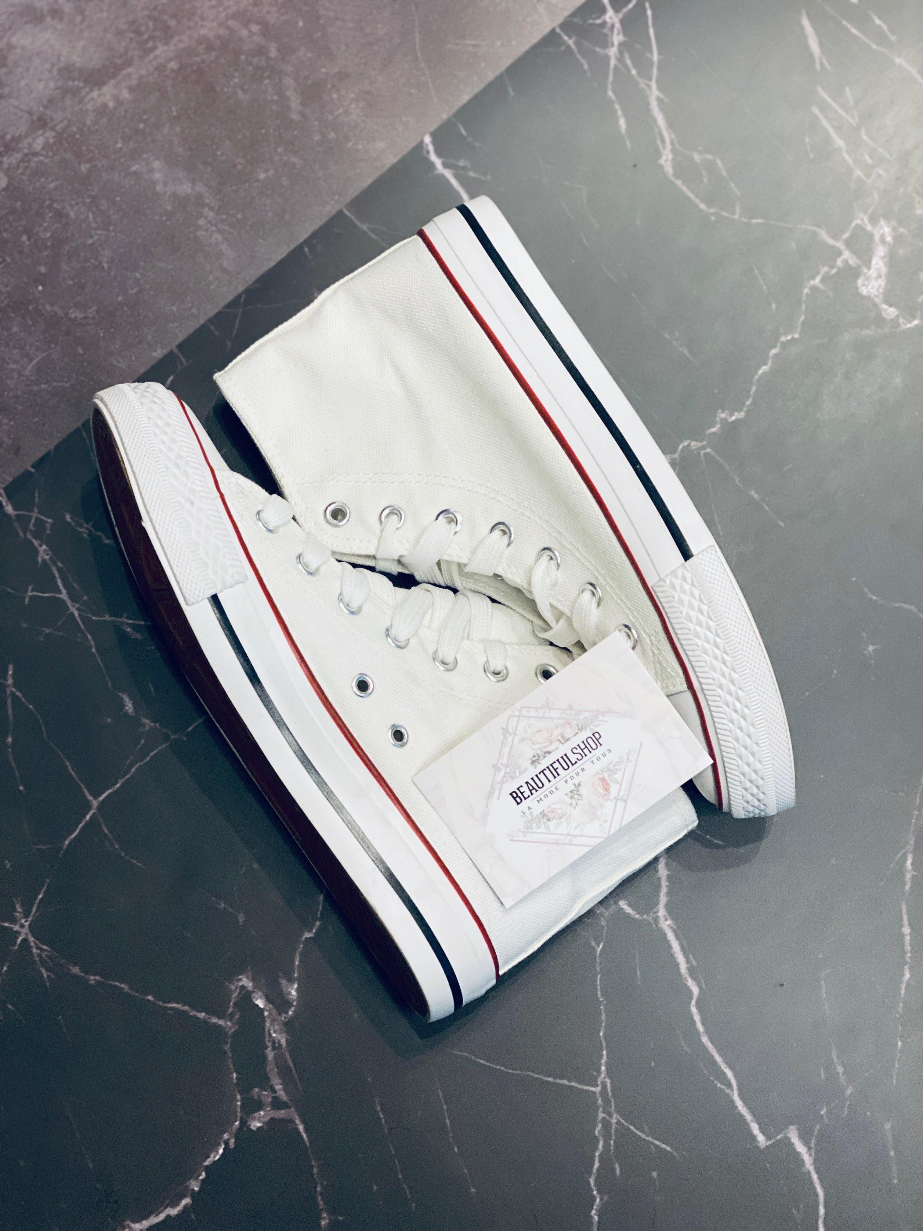 Tennis blanche en toile - beautifulshop