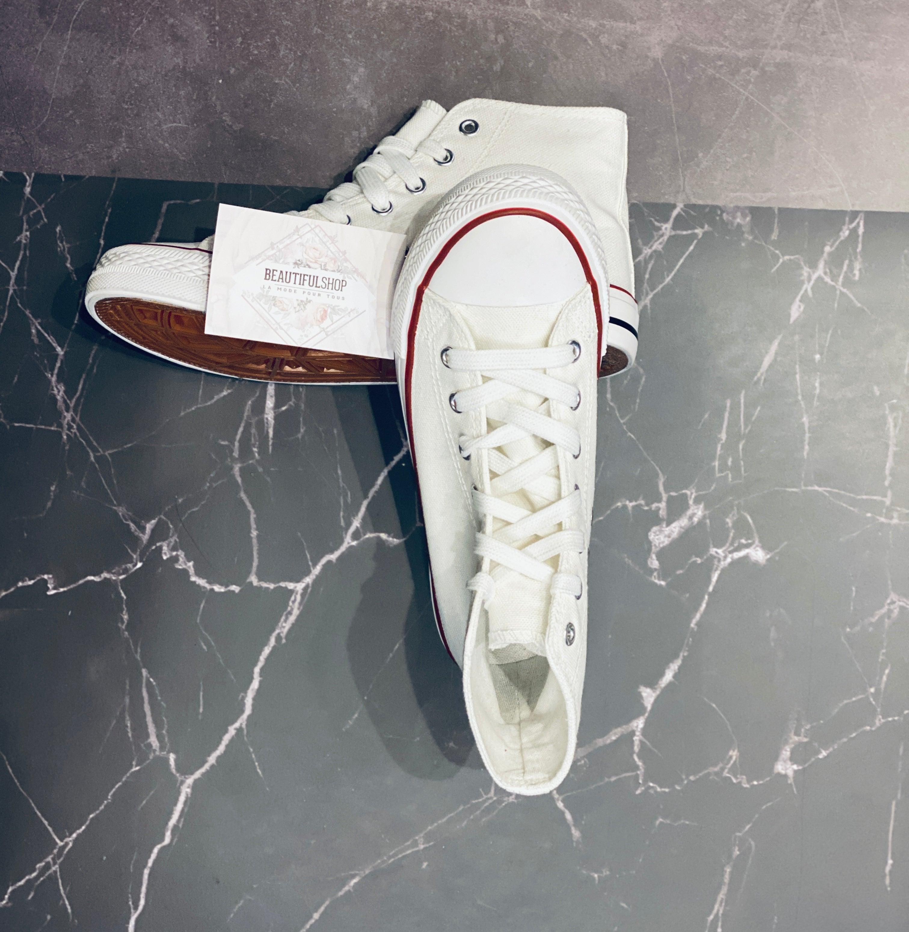 Tennis blanche en toile - beautifulshop