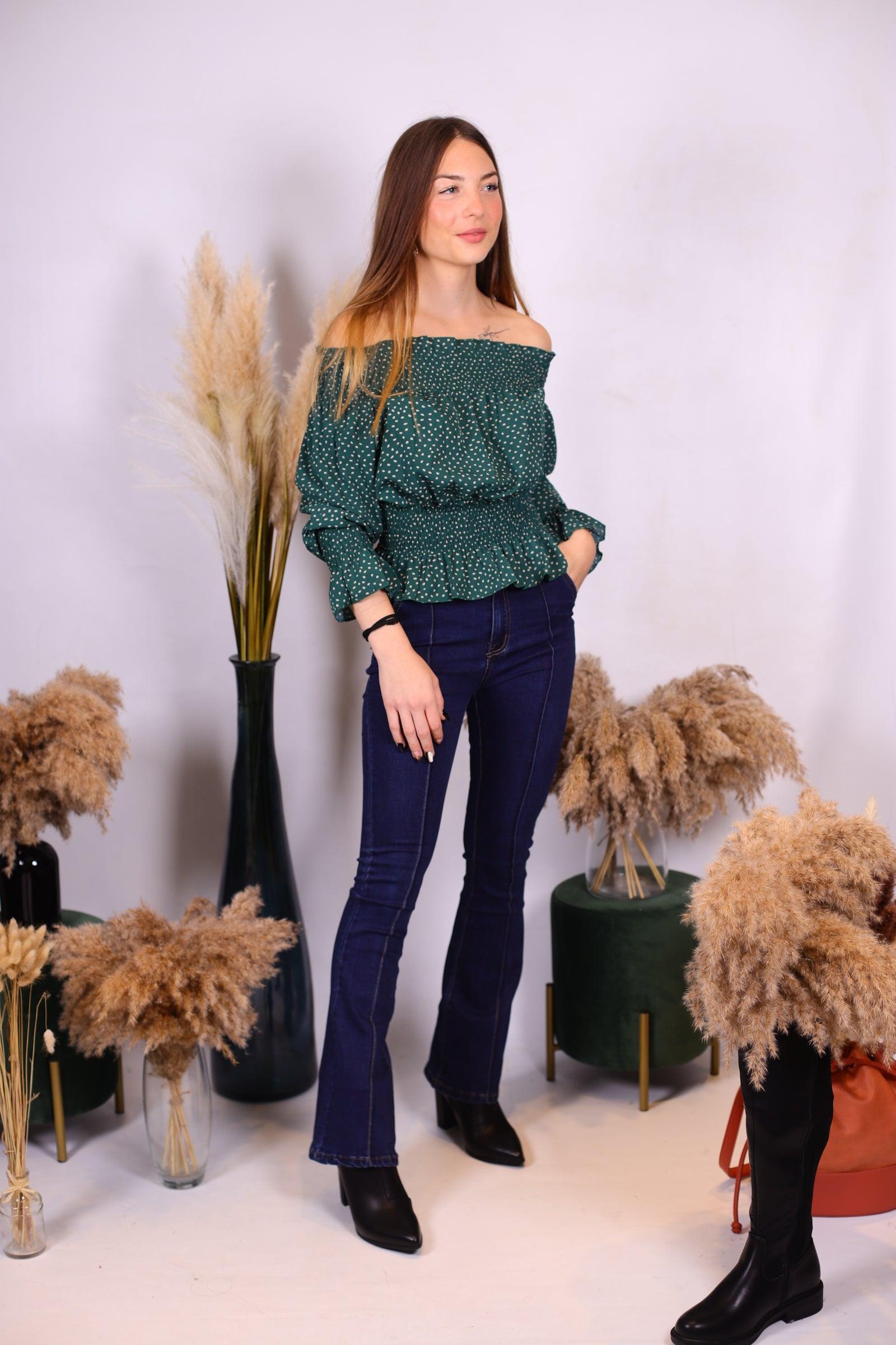 Top vert col bateau - beautifulshop