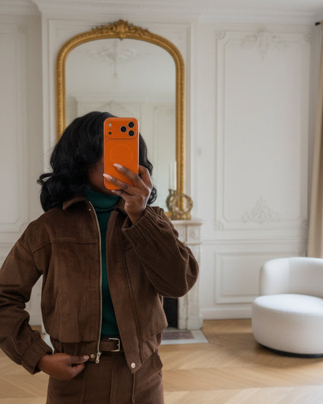 Veste bomber en velours côtelé café – Beautiful Shop