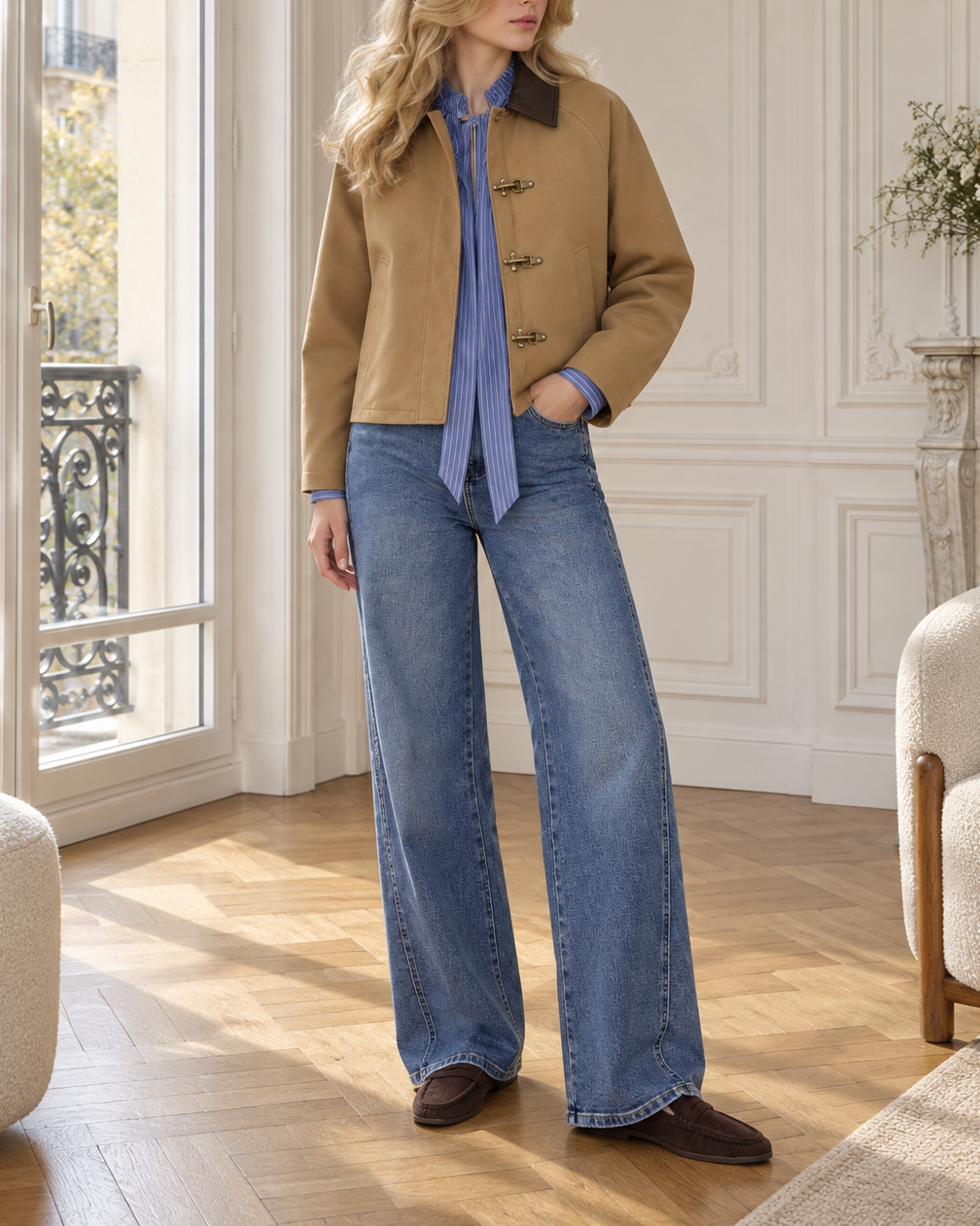Veste Constance à col contrastant – camel – Beautiful Shop