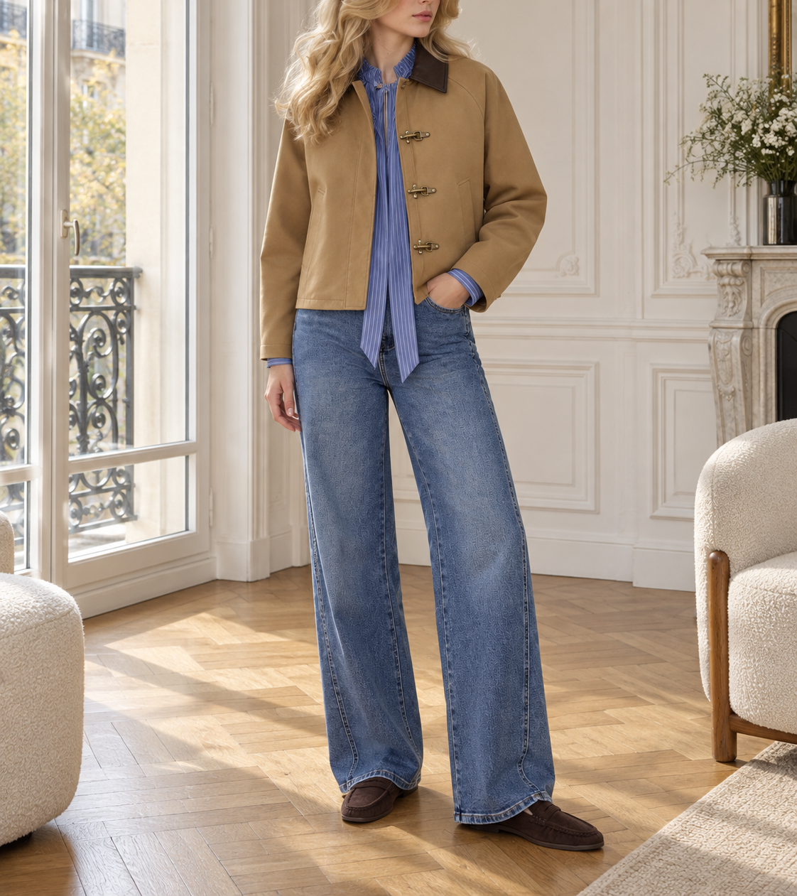Veste Constance à col contrastant – camel – Beautiful Shop
