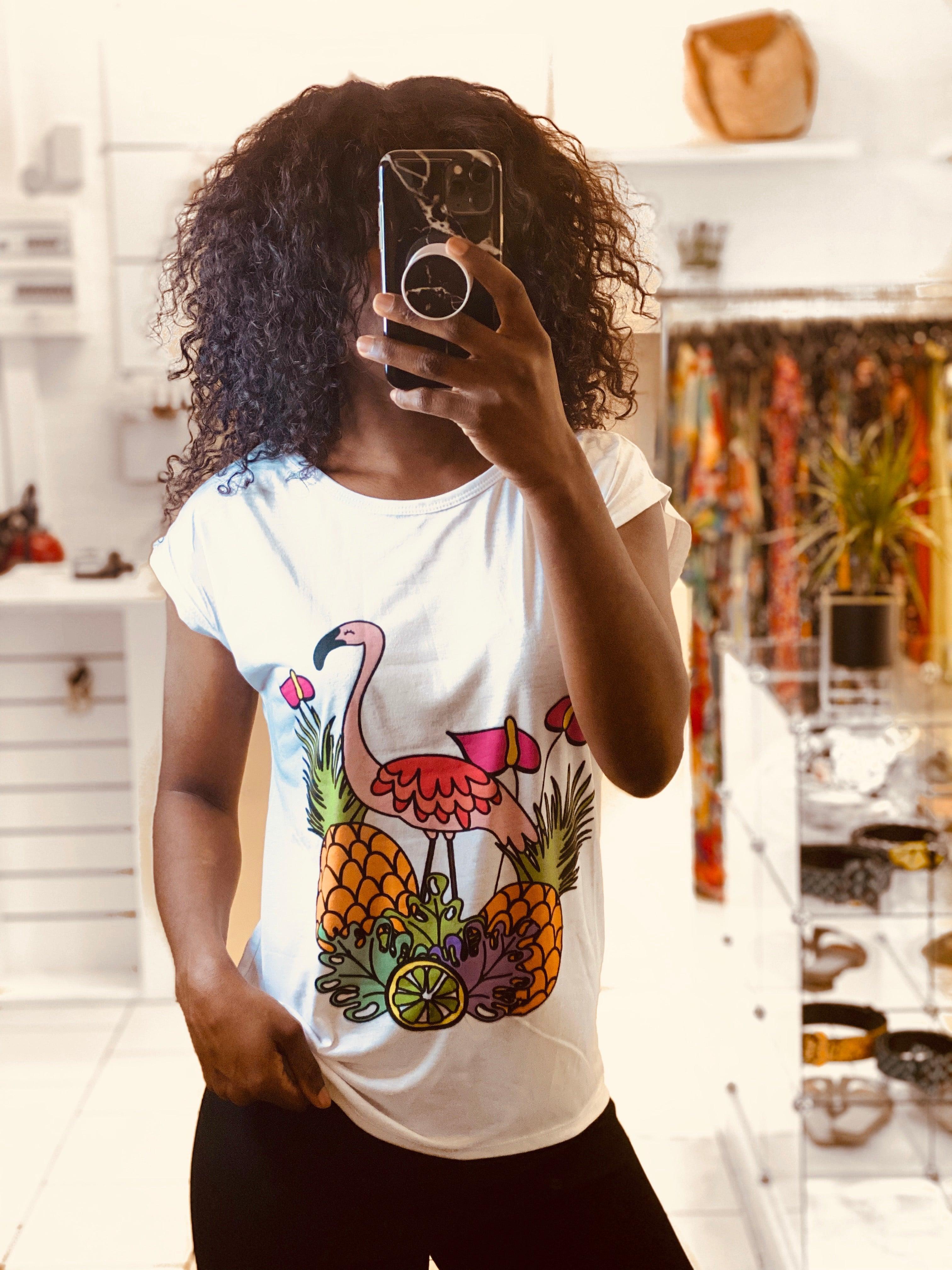 T- short imprimée flamand rose - beautifulshop