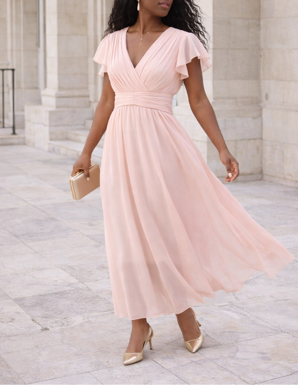 Robe Longue Speechless - Rosette Plissée Dentelle Noire Et Rose - Sans Manches, Taille M - Neuf Avec Étiquette