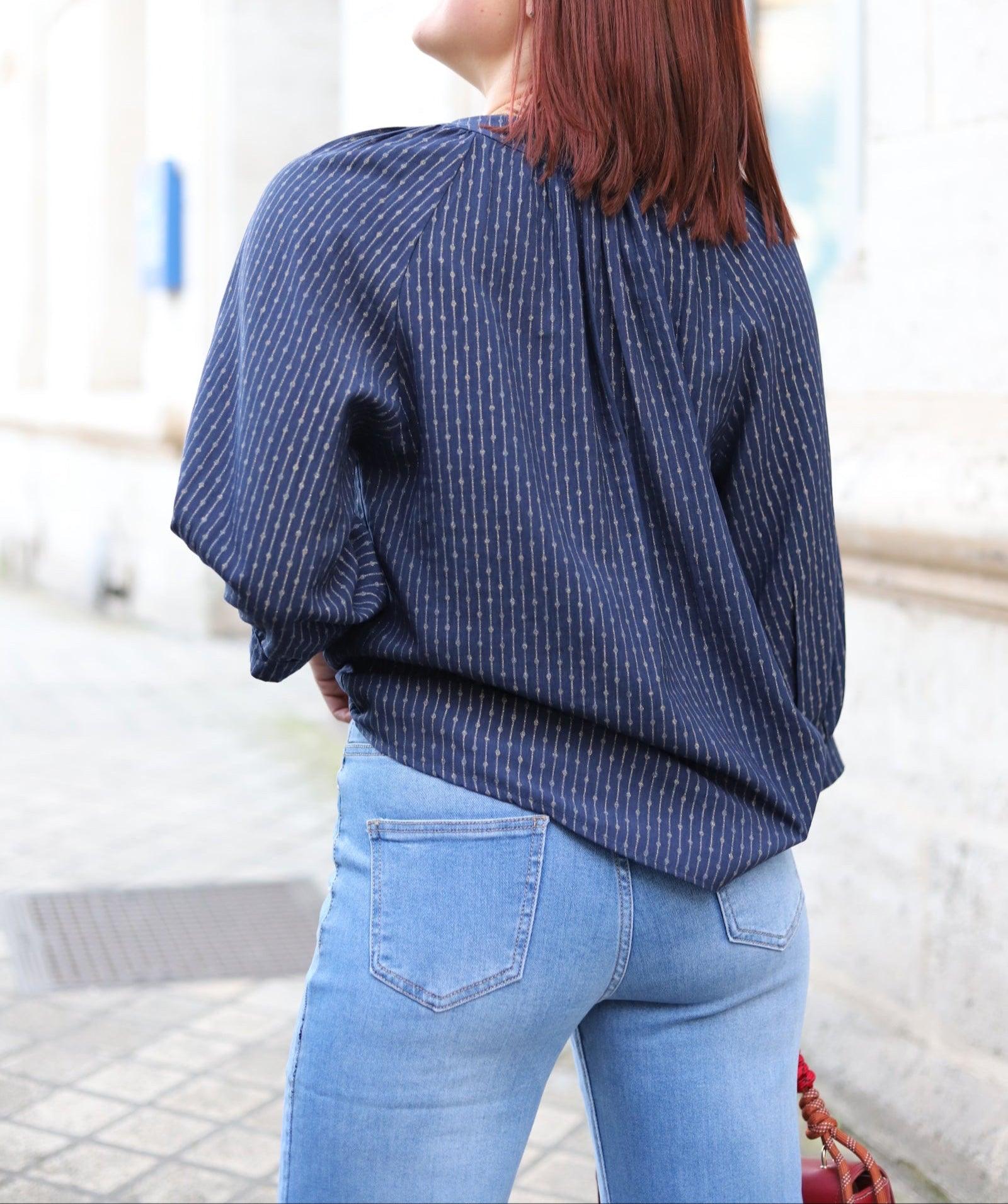 Chemise Fluide Femme à Rayures Dorées - beautifulshop 